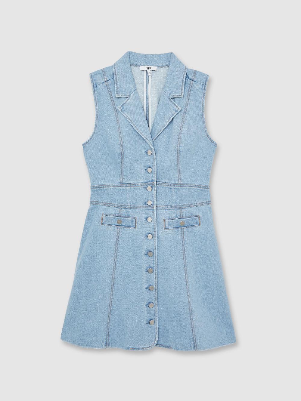 Reiss Paige Denim Button-Through Mini Dress In Jocelyn Blue