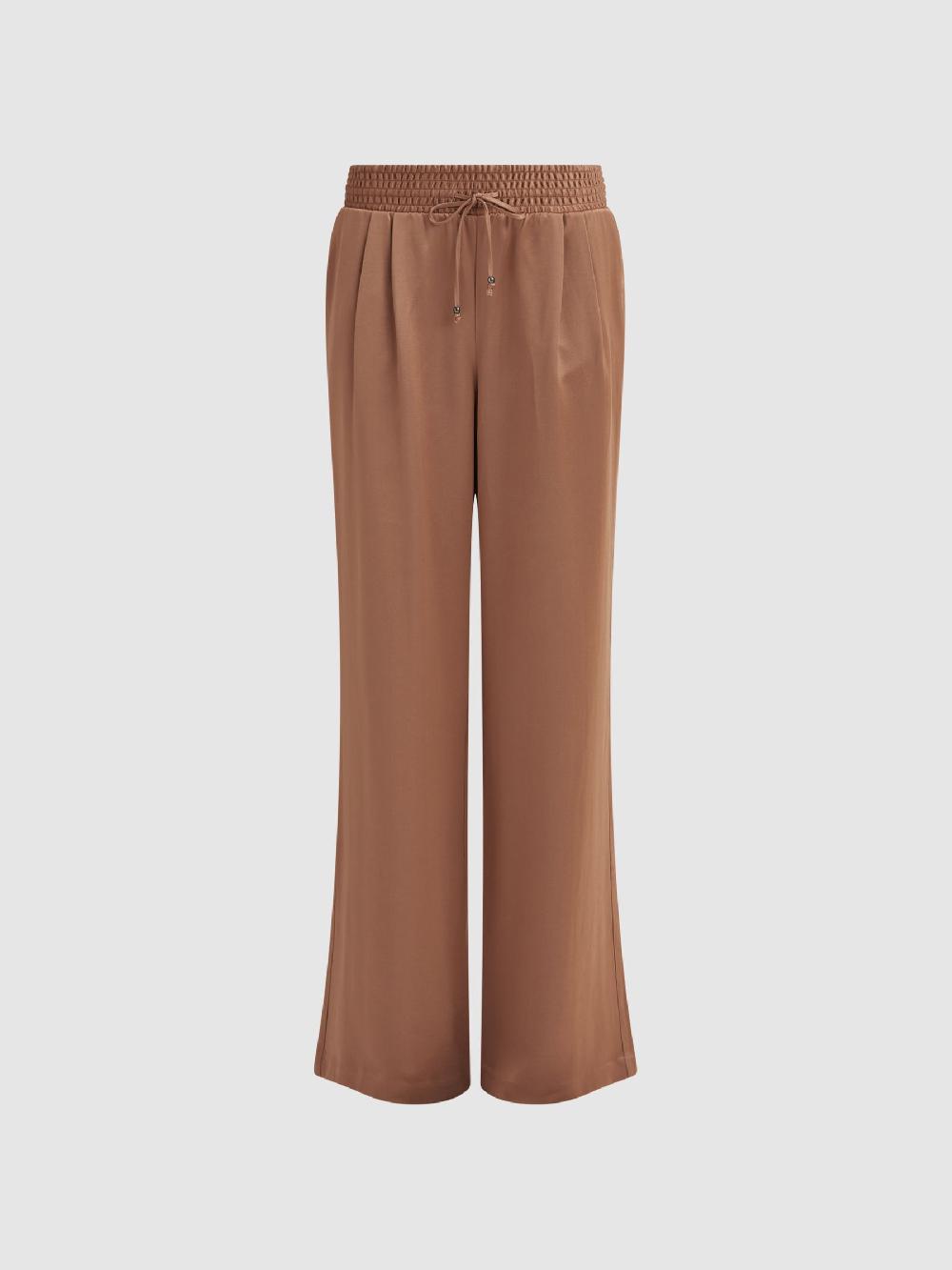 Reiss Paige Elasticated Wide Leg Suit Trousers In Camel