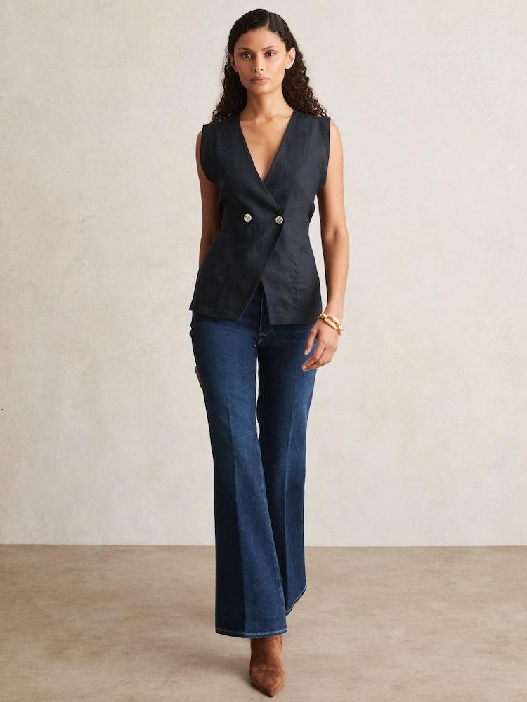 reiss Paige High Rise Flared Jeans in Marciella Blue
