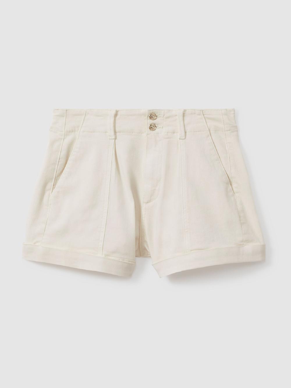 Reiss Paige High Rise Shorts With Turned-Up Hems In Sand