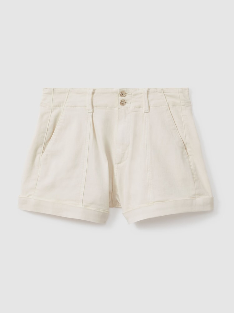reiss Paige High Rise Shorts With Turned-Up Hems in Sand