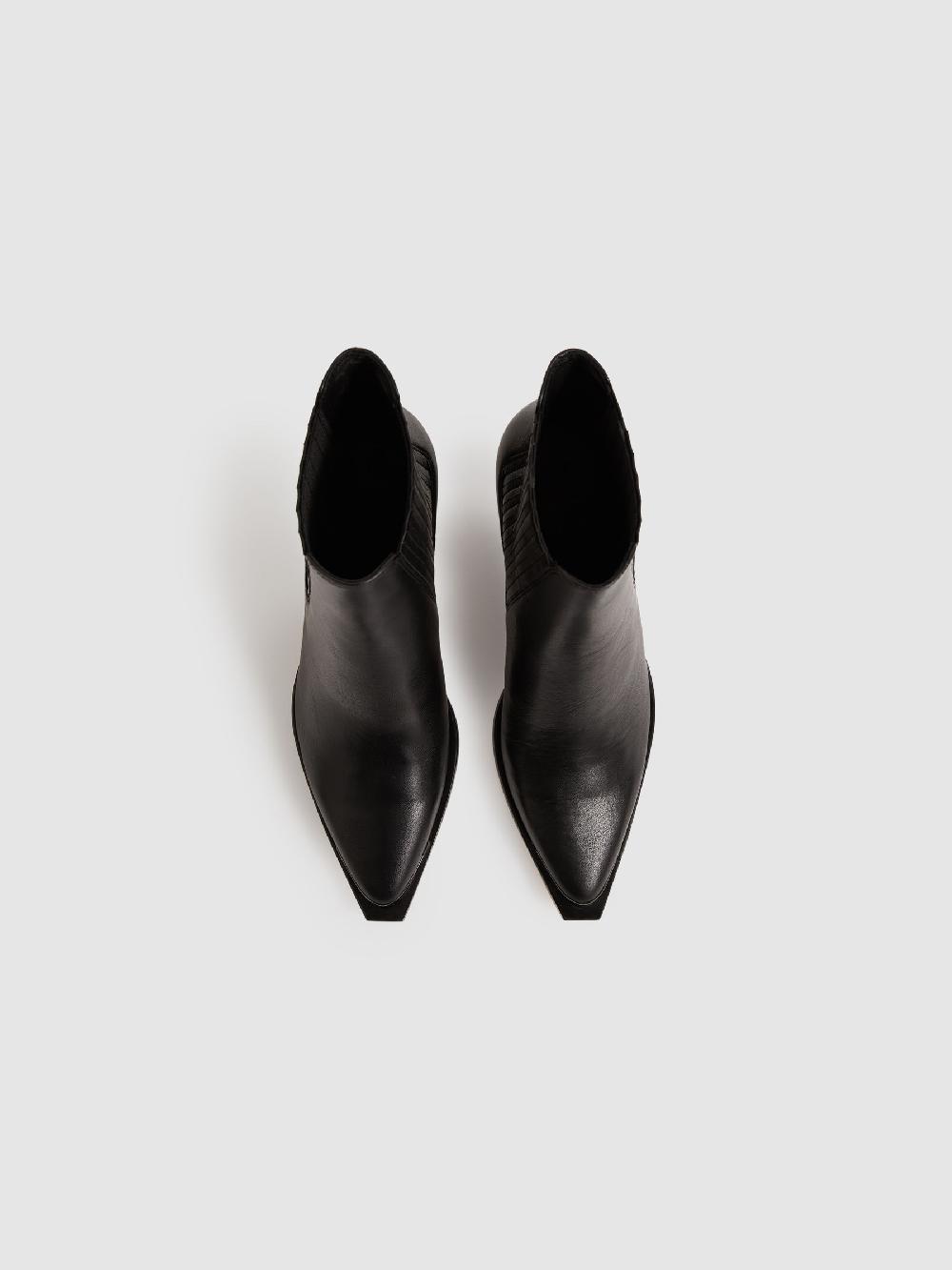 Reiss Paige Leather Block-Heel Ankle Boots In Black