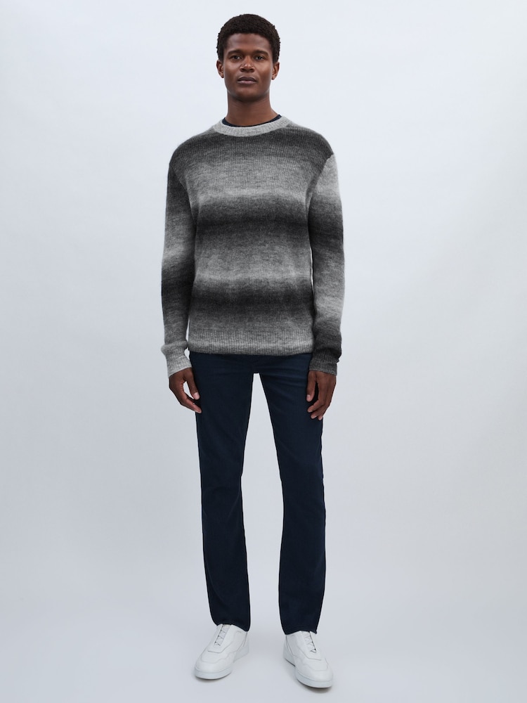 reiss Paige Ombré-Striped Jumper With Mohair in Contrast Stripe Grey
