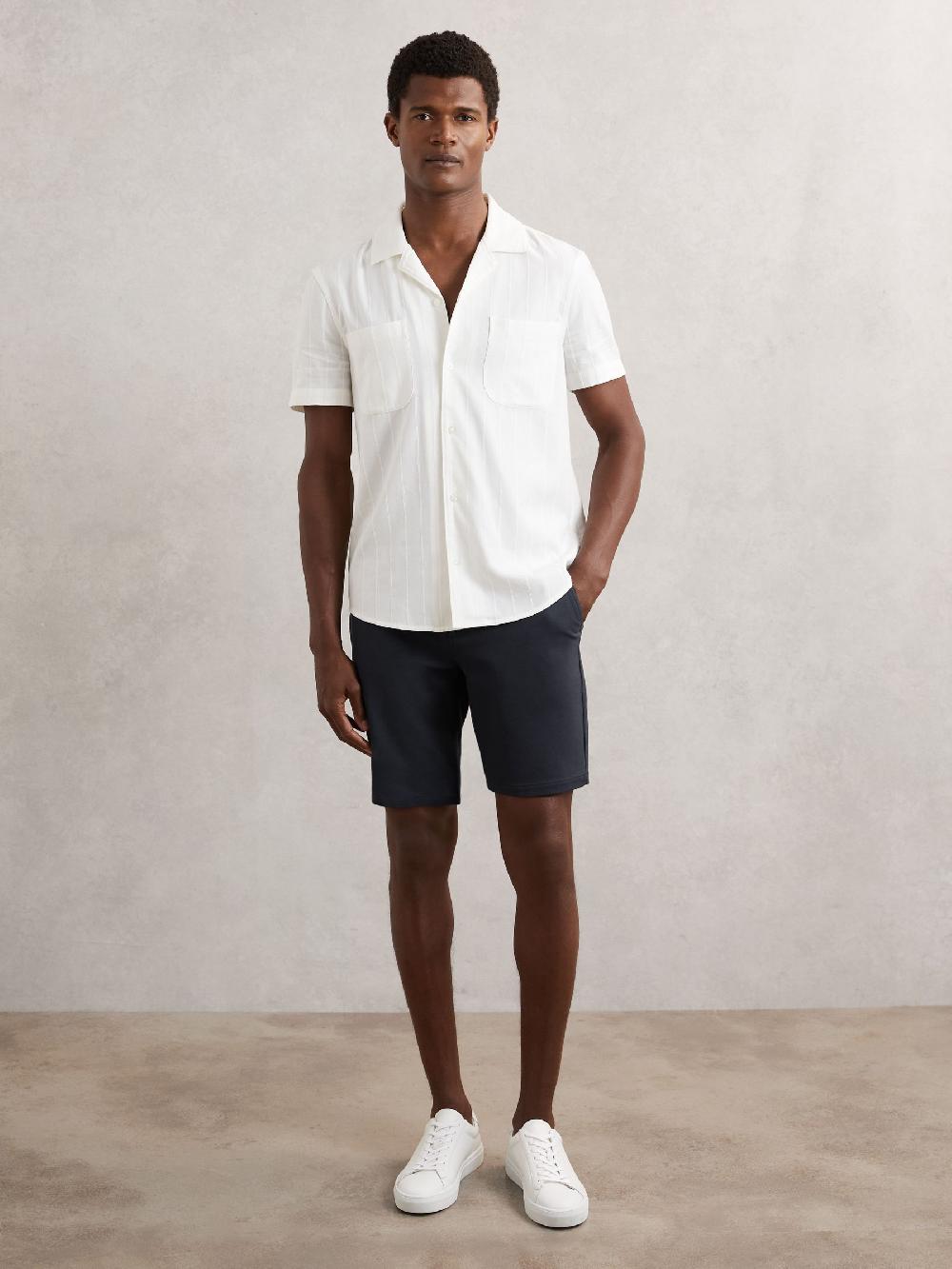 Reiss Paige Slim-Fit Stretch Shorts In Moon Shadow Blue