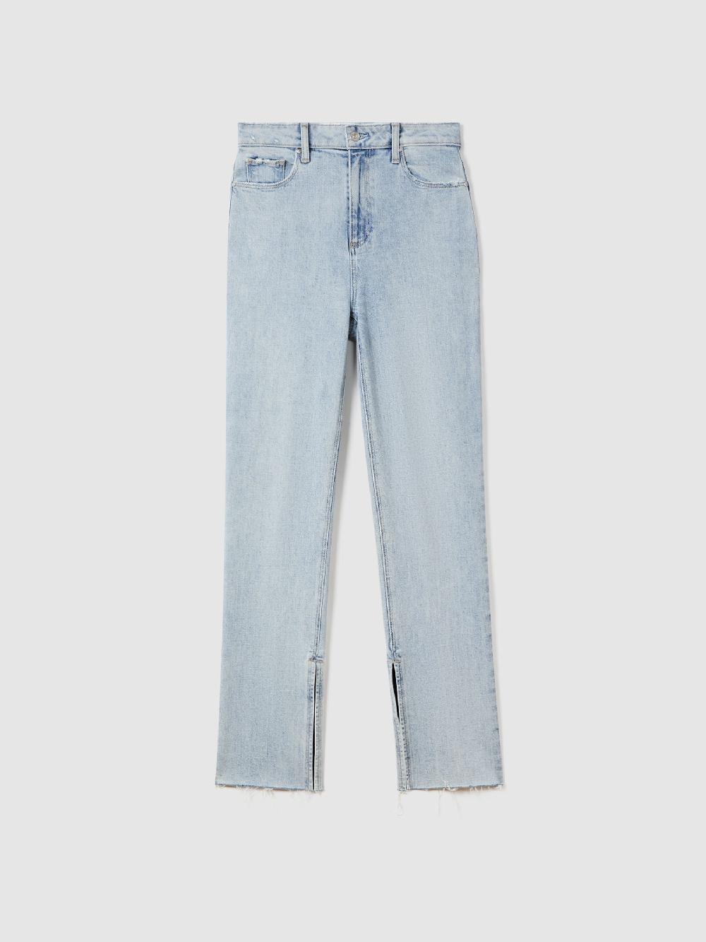 Reiss Paige Straight Leg Split Hem Jeans In Gianna Blue