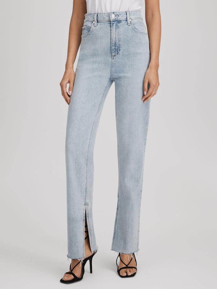 reiss Paige Straight Leg Split Hem Jeans in Gianna Blue