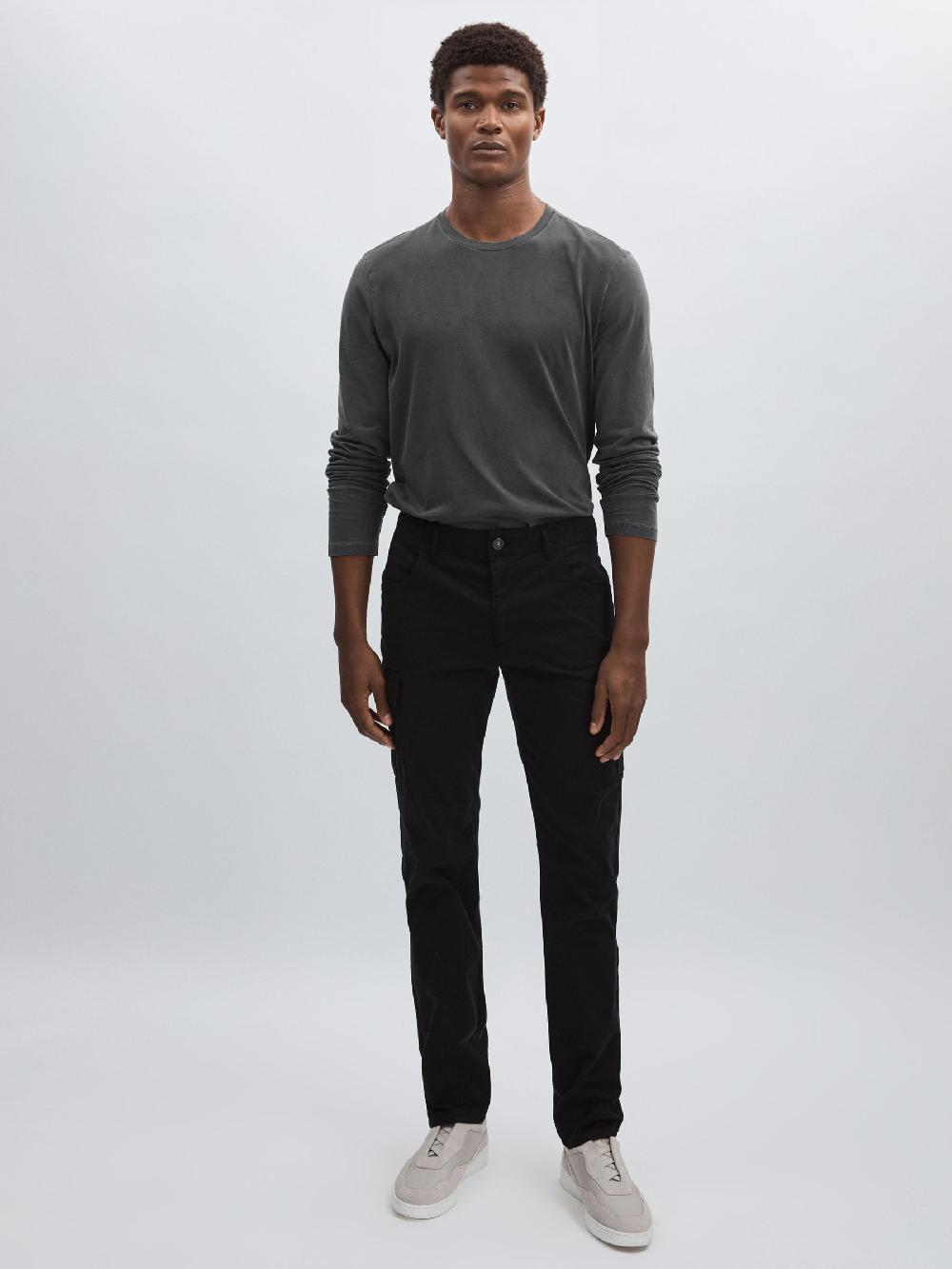 Reiss Paige Stretch-Cotton Slim Cargo Trousers In Black