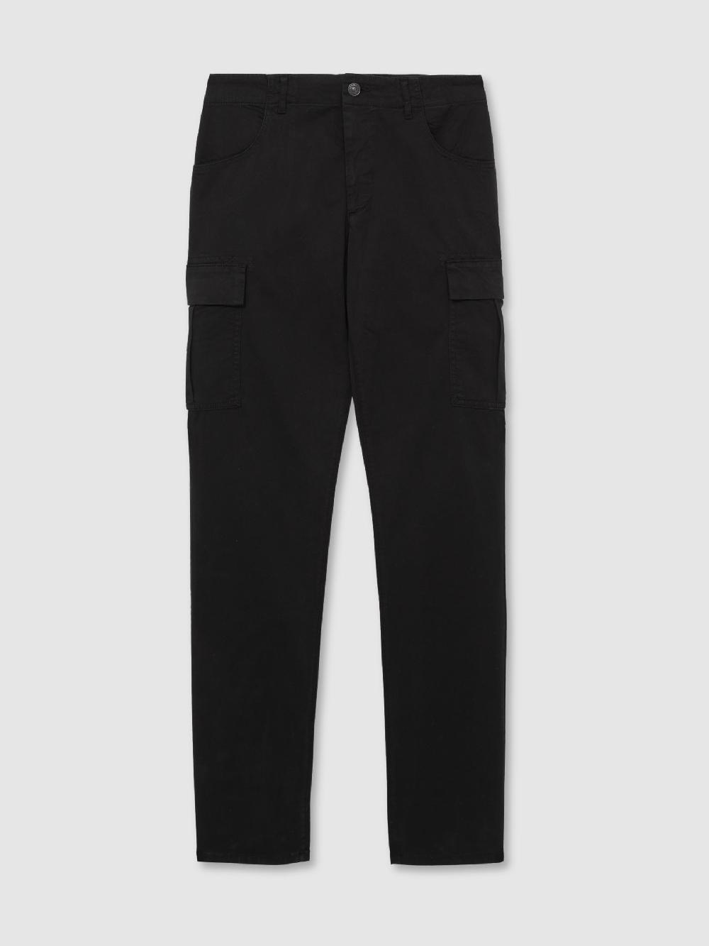 Reiss Paige Stretch-Cotton Slim Cargo Trousers In Black