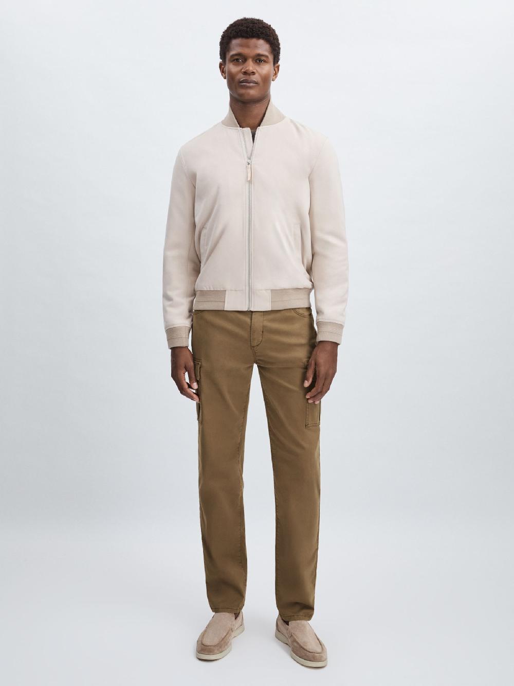 Reiss Paige Stretch-Cotton Slim Cargo Trousers In Sand