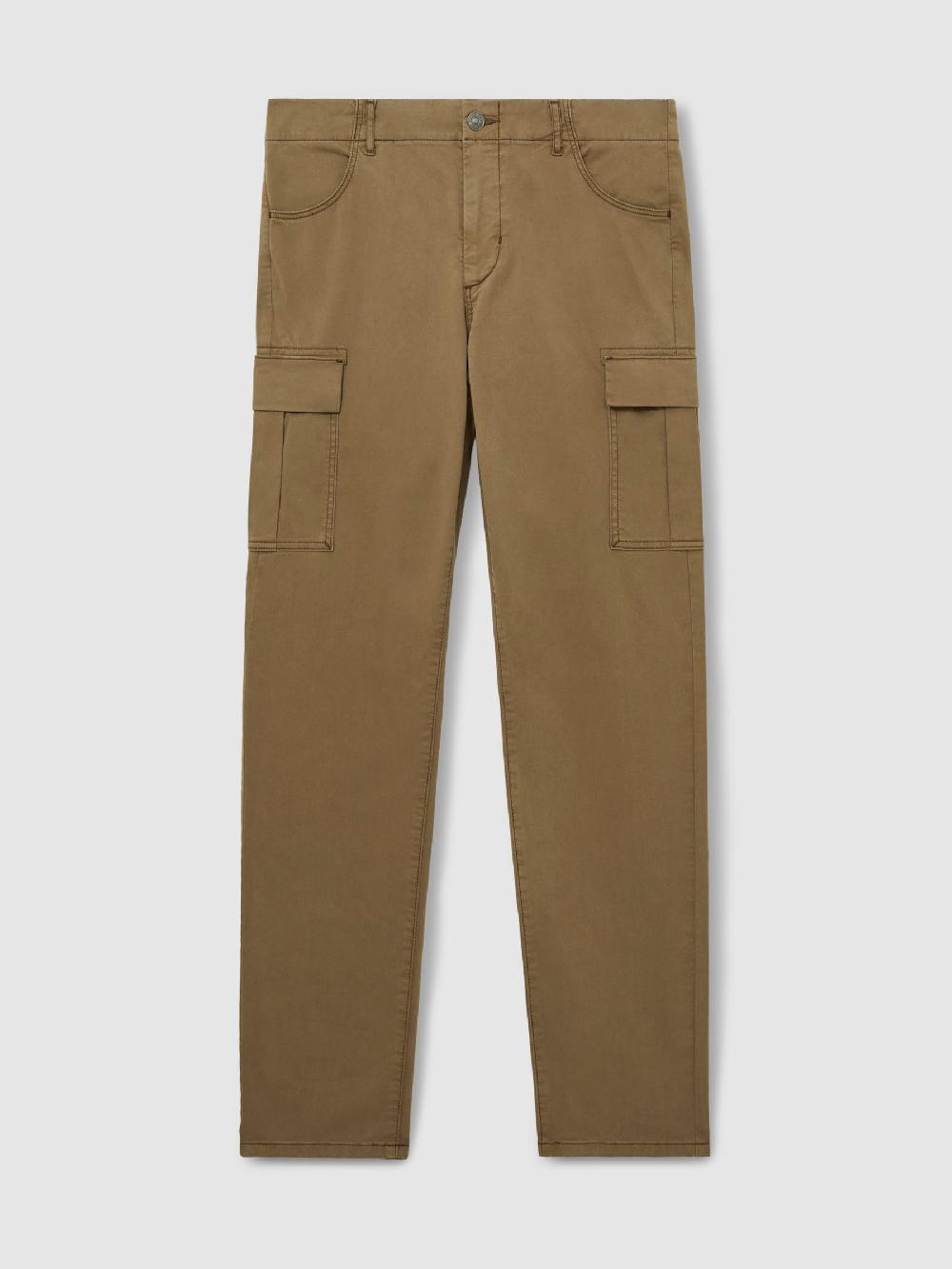 Reiss Paige Stretch-Cotton Slim Cargo Trousers In Sand
