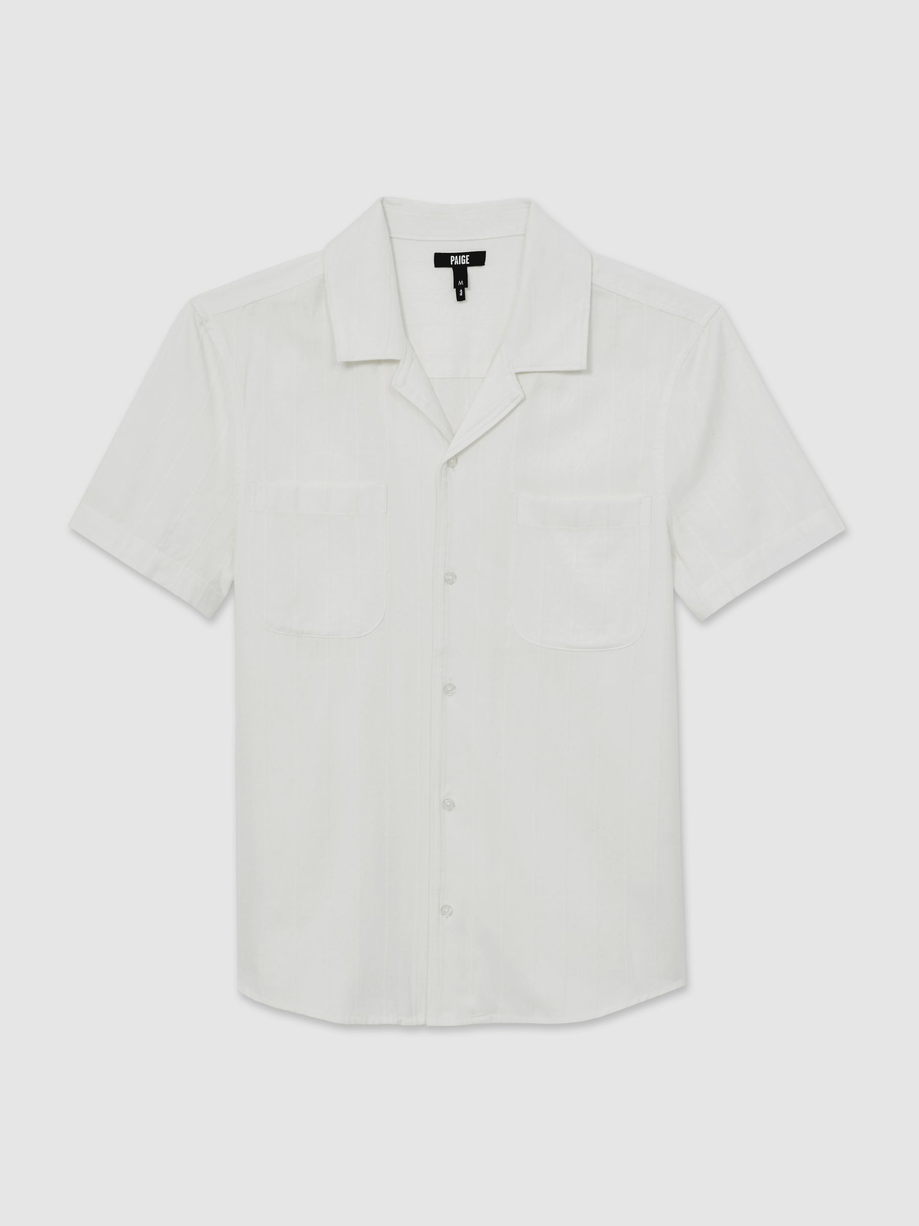 Reiss Paige Tonal-Stripe Cuban-Collar Shirt In Ivory