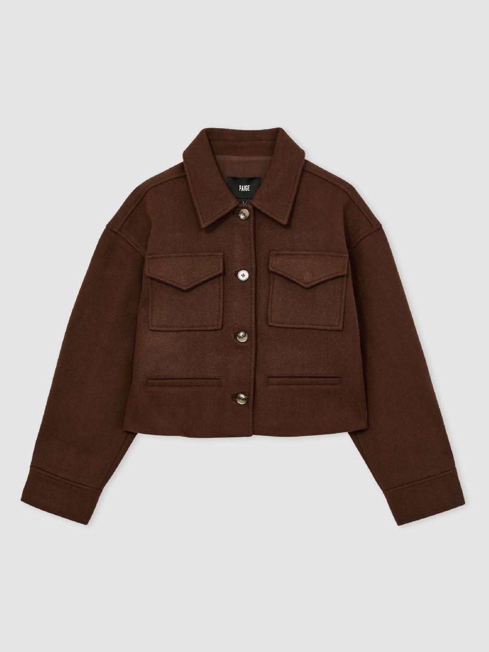Reiss Paige Wool-Blend Cropped Jacket In Dark Brown