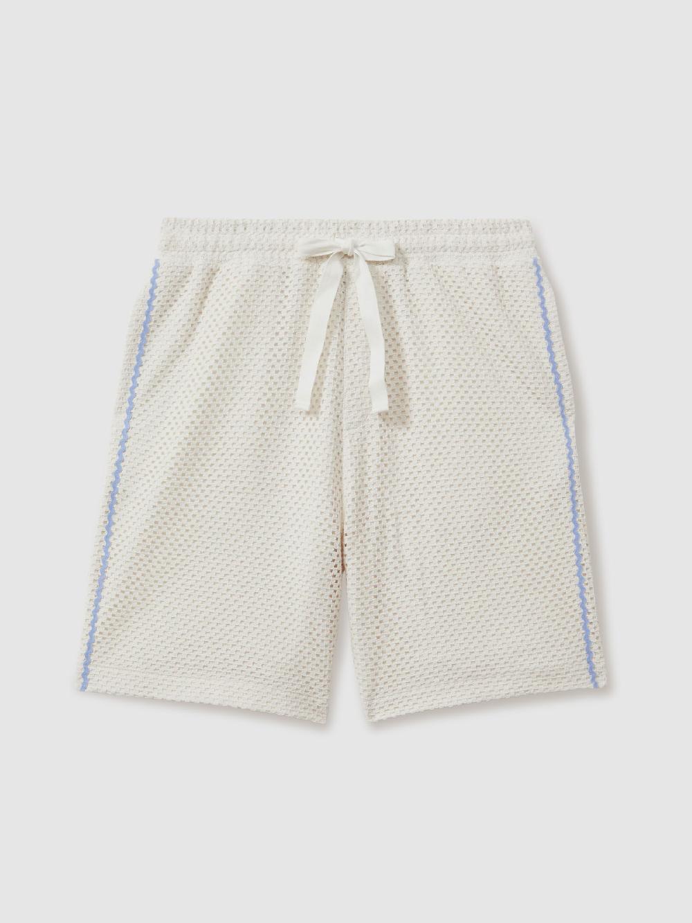 Reiss Palma Ecru Ché Crochet Contrast Trim Drawstring Shorts