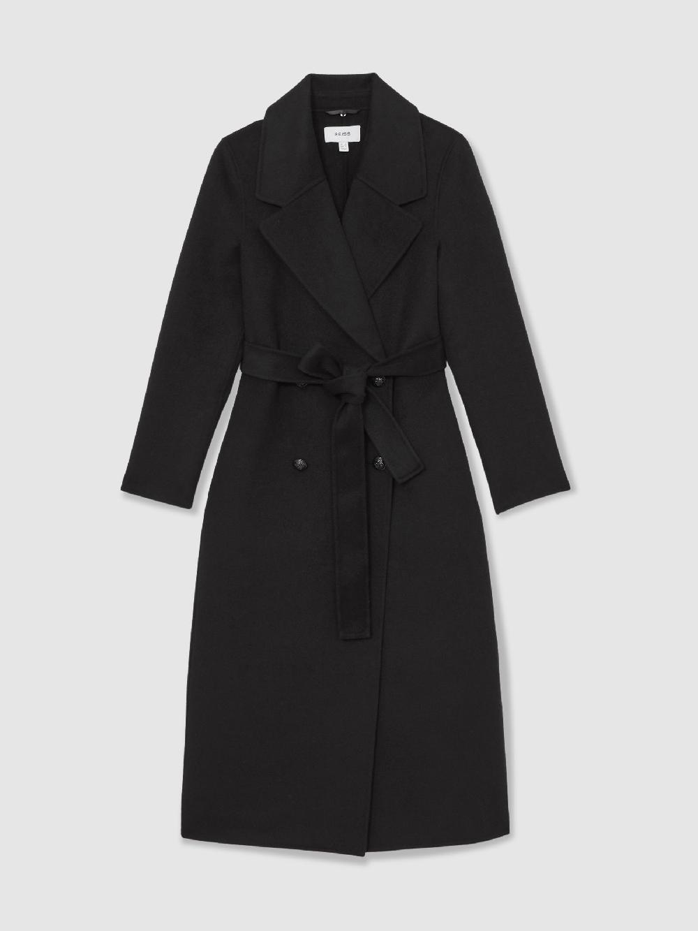Reiss Petite Detachable Faux-Fur Collar Coat Wool-Blend In Black