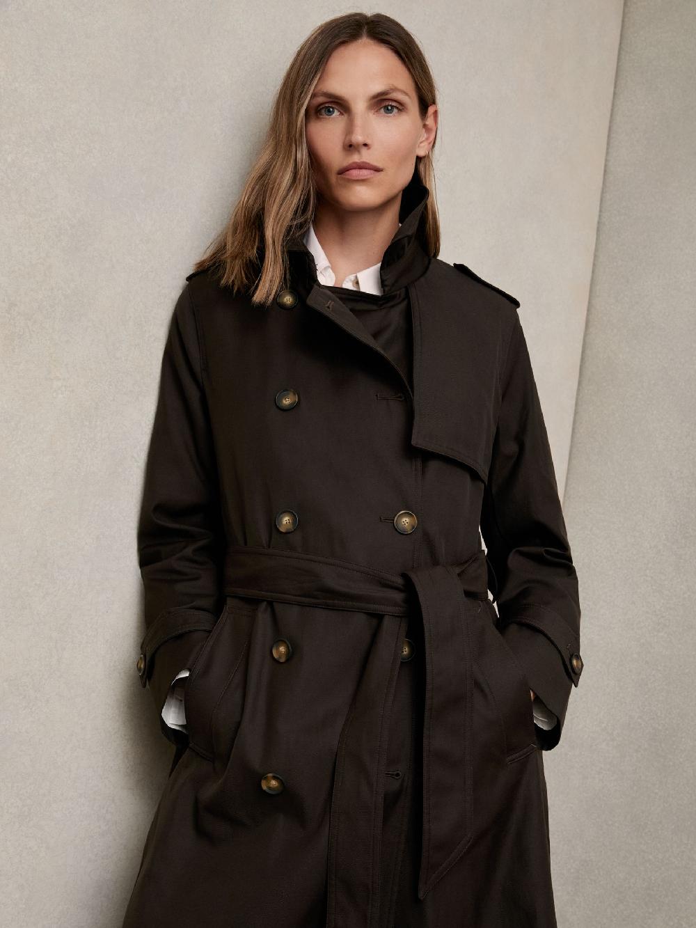 Reiss Petite Hooded Insert Trench Coat In Chocolate Brown
