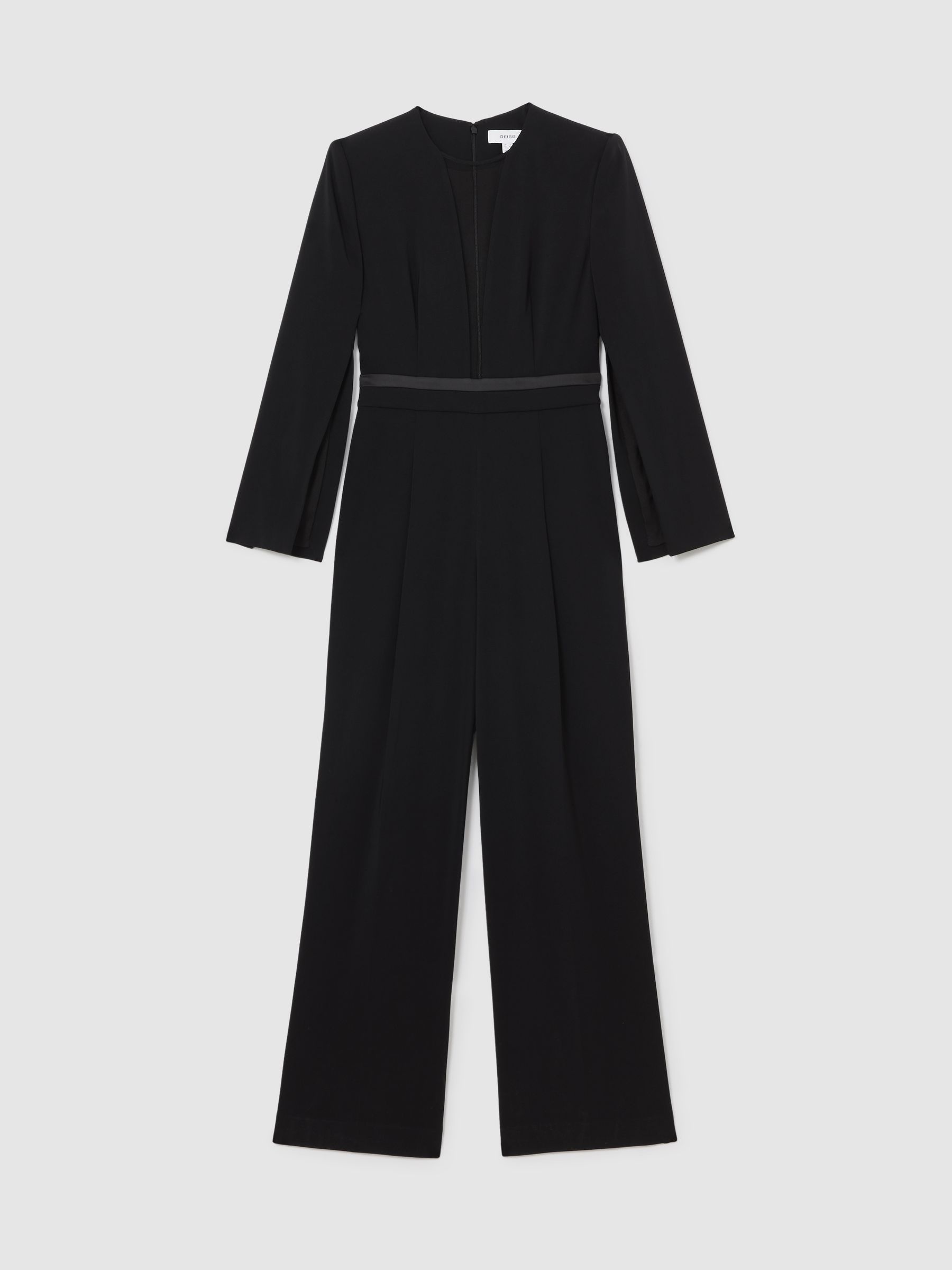 Reiss Petite Plunge-Neck Split-Sleeve Jumpsuit In Black