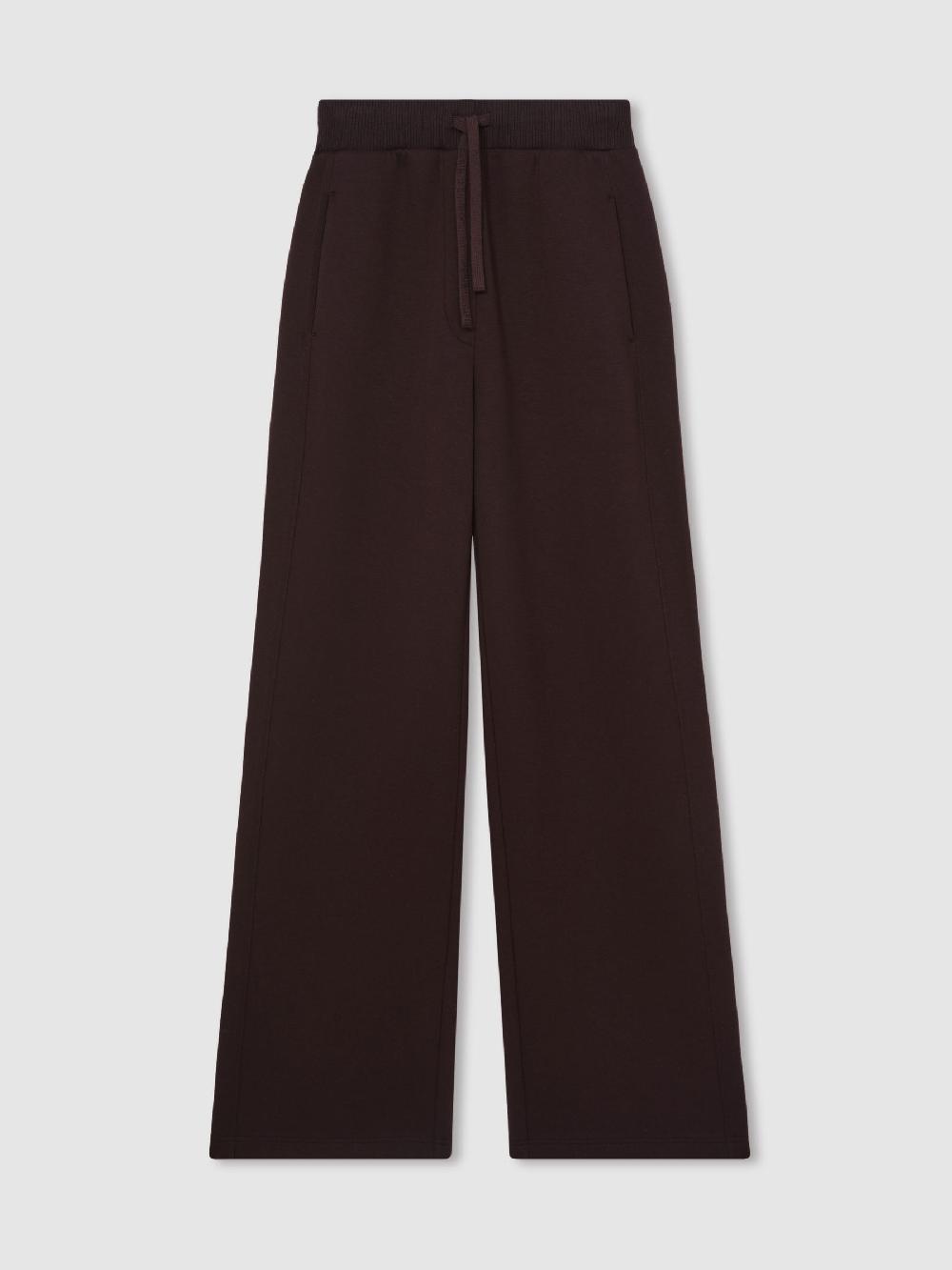 Reiss Petite Premium Interlock Wide-Leg Joggers In Plum