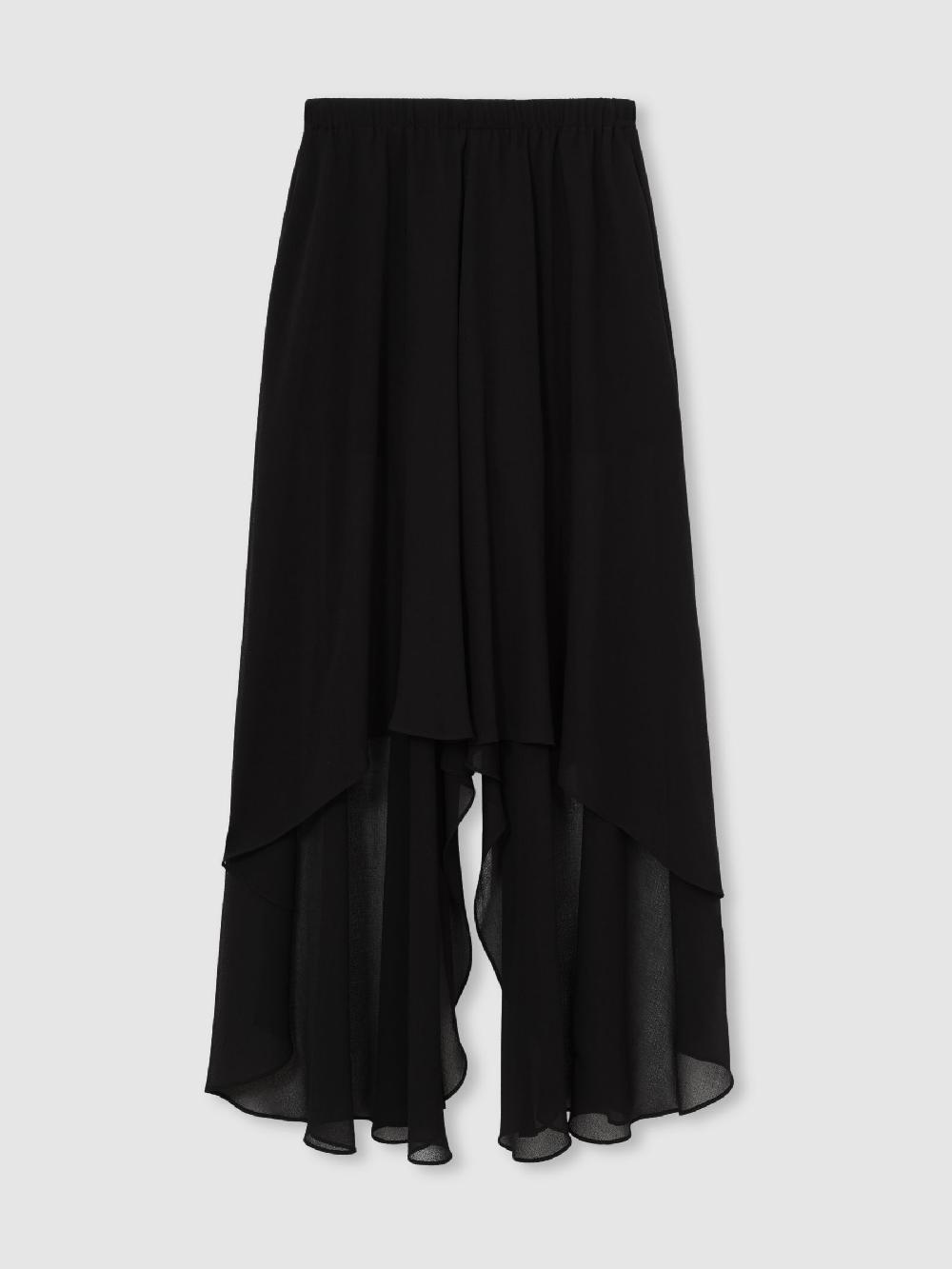 Reiss Petite Sheer-Overlay High-Low Shorts In Black