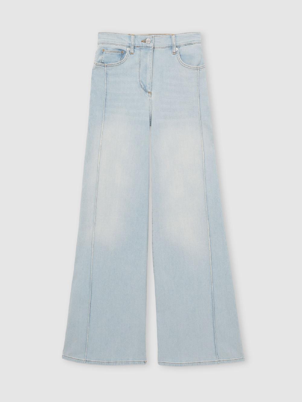 Reiss Petite Stretch-Cotton Wide-Leg Jeans In Light Blue