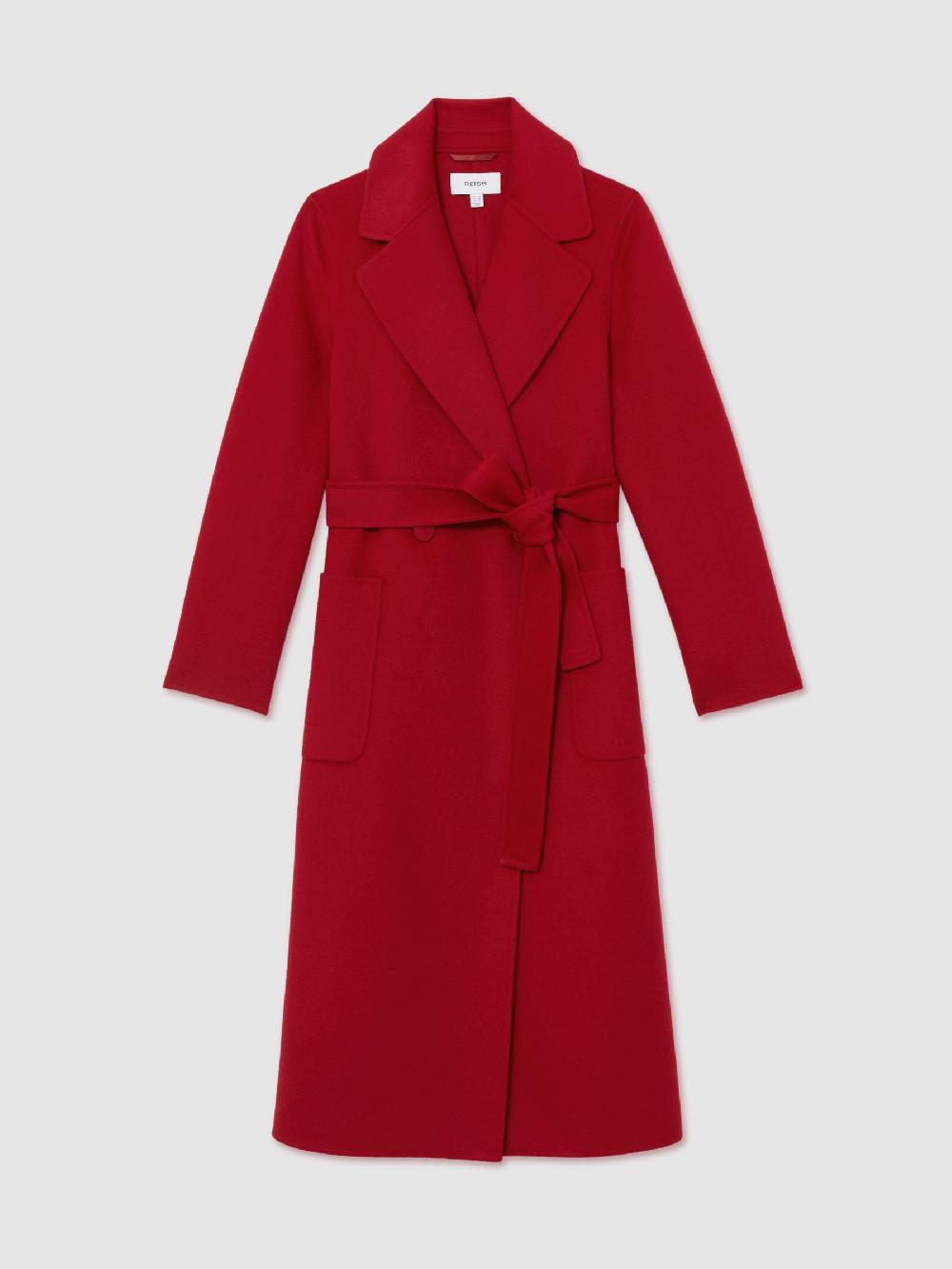 Reiss Petite Wool-Blend Double-Breasted Blindseam Coat In Red