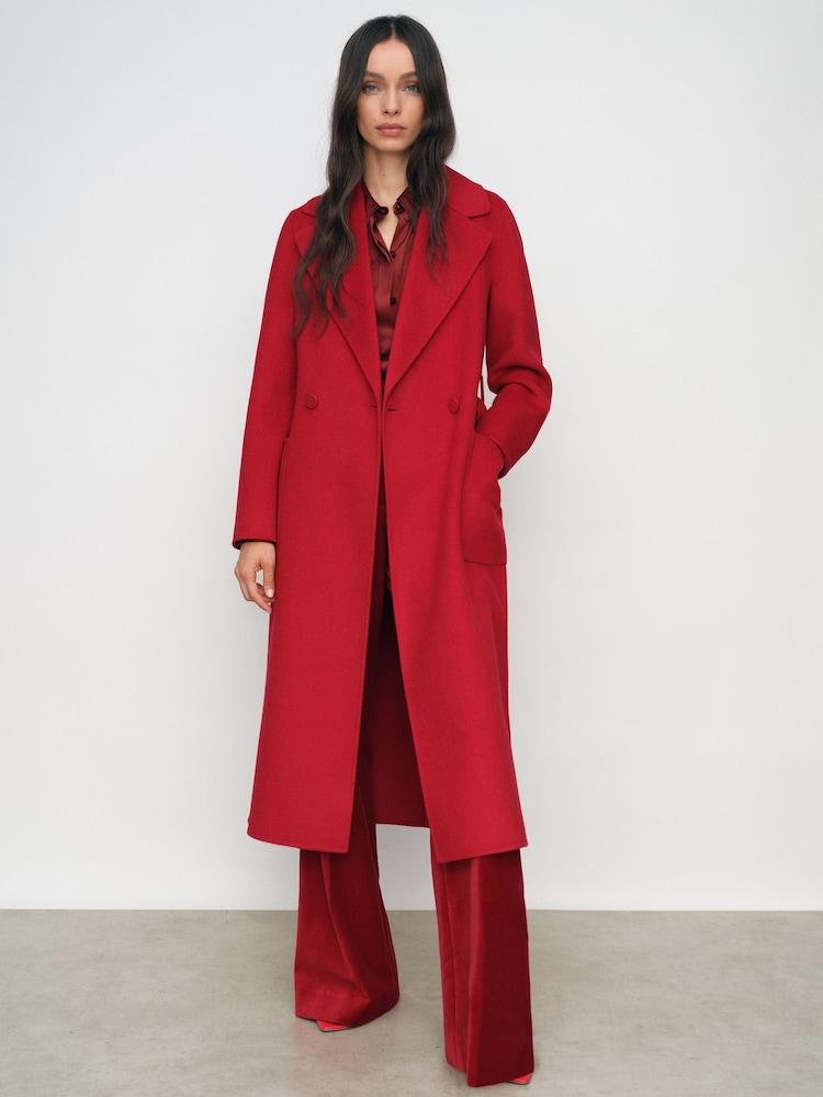 reiss Petite Wool-Blend Double-Breasted Blindseam Coat in Red