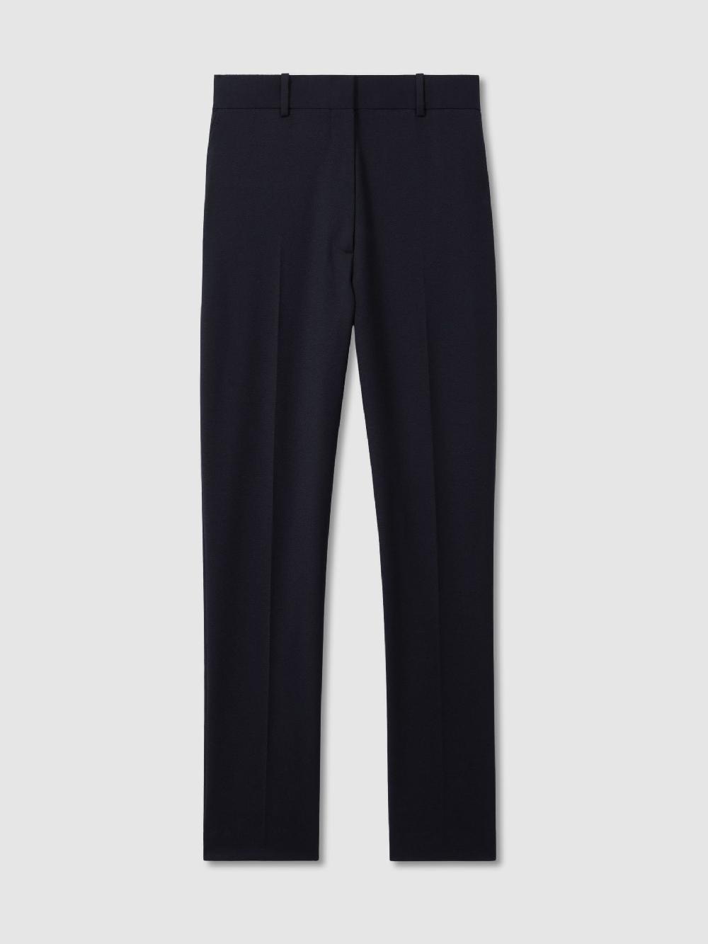 Reiss Petite Wool-Blend Tailored Flared Suit Trousers In Navy