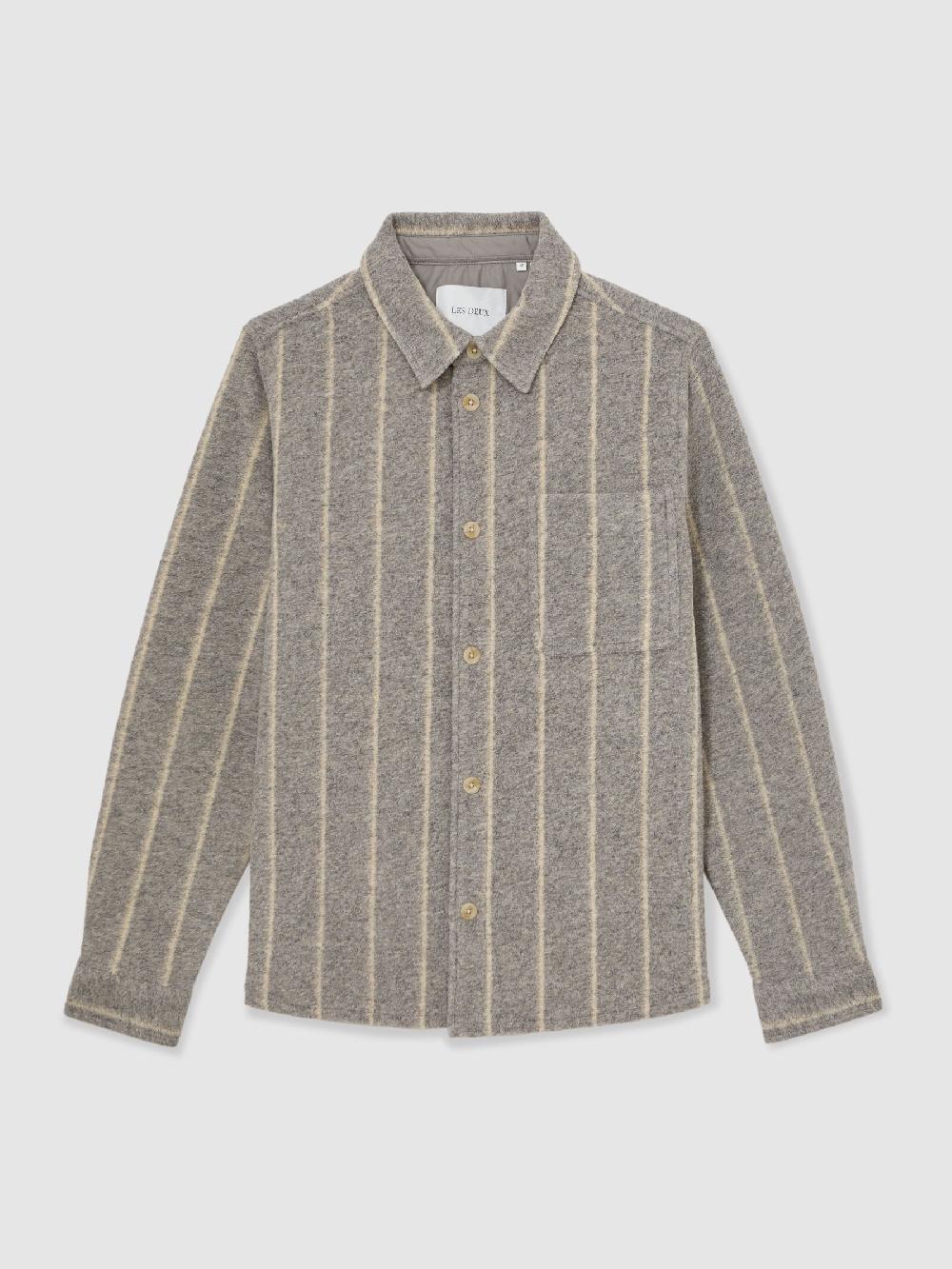 Reiss Pinstripe Overshirt With Wool In Grey Melange