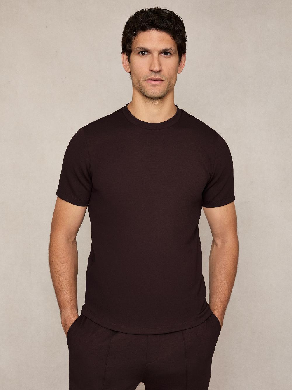 Reiss Premium Interlock Crew-Neck T-Shirt In Cherry Red
