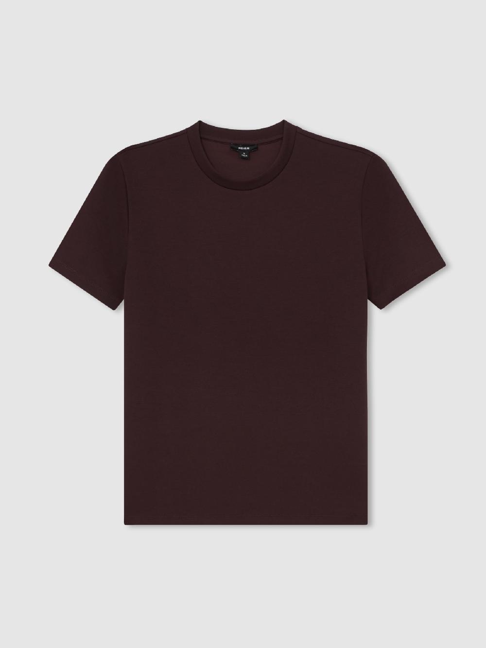 Reiss Premium Interlock Crew-Neck T-Shirt In Cherry Red