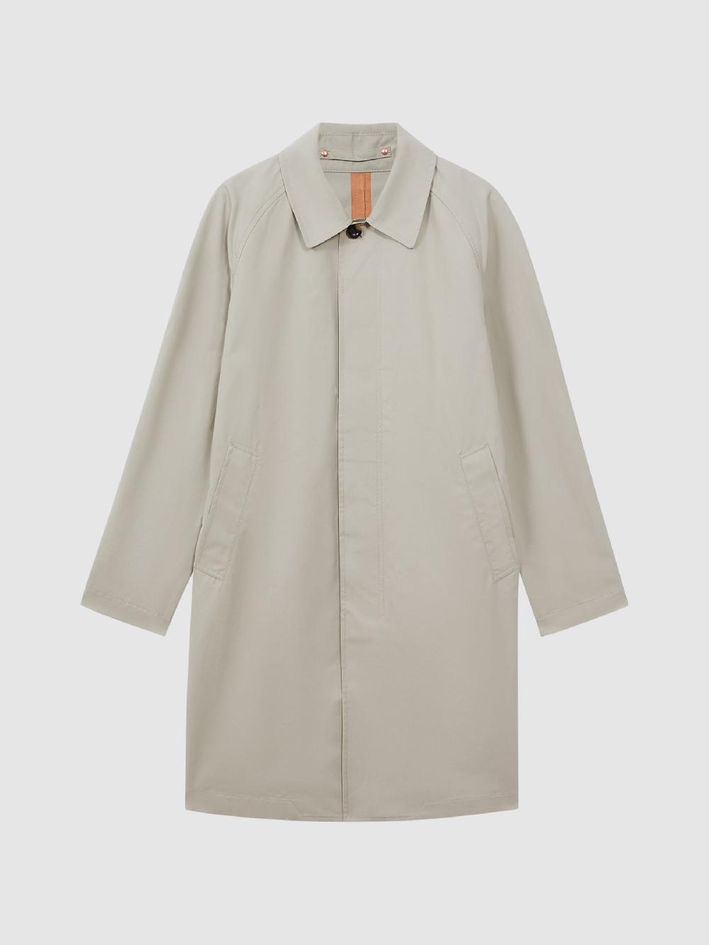 Reiss Private White Mid-Length Trench Coat In Stone