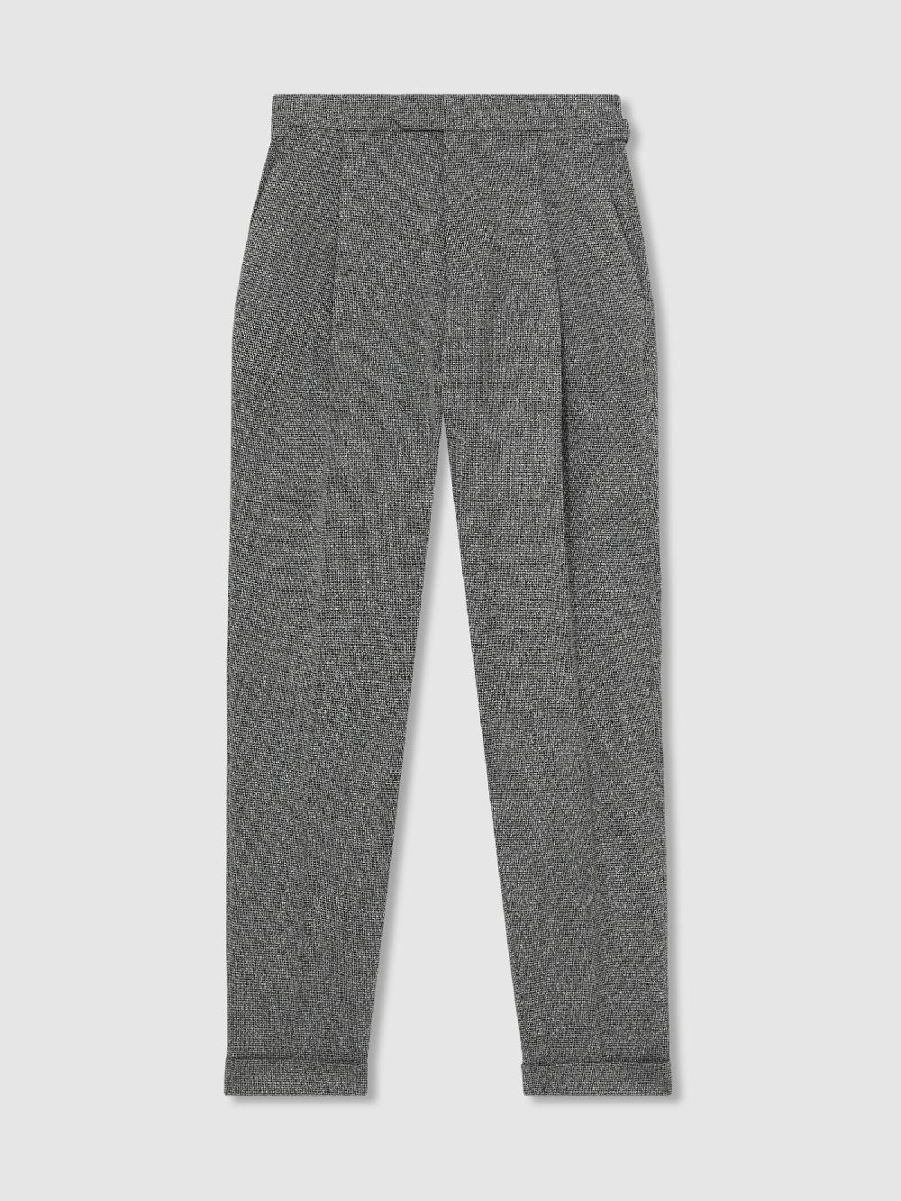 Reiss Puppytooth-Check Tailored Trousers In Soft Grey