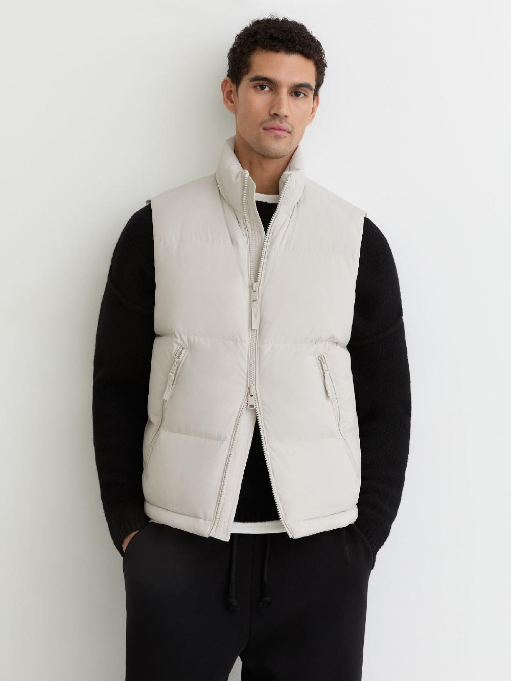 Reiss Quilted Zip-Through Puffer Gilet In Light Stone