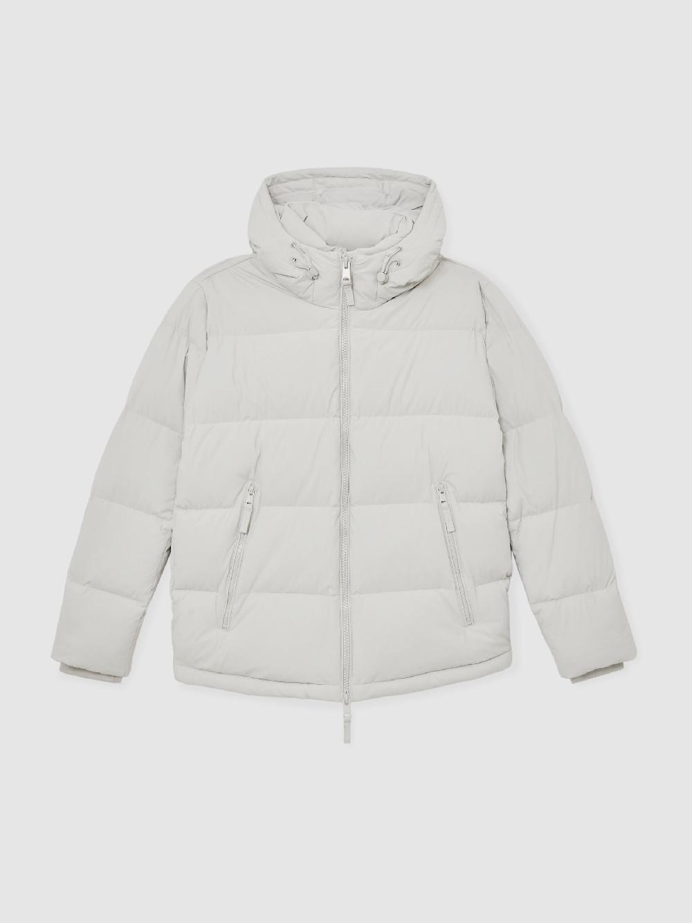 Reiss Quilted Zip-Through Puffer Jacket In Light Stone