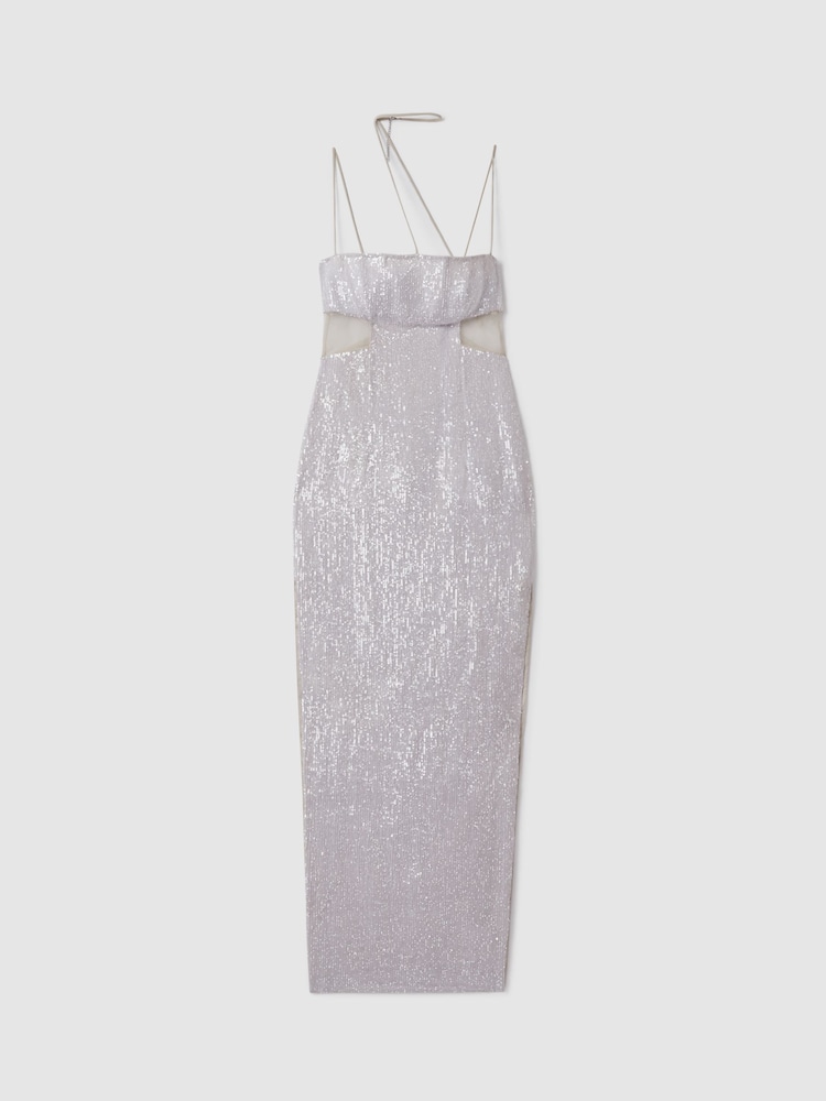 reiss Rachel Gilbert Sequin Cut Out Maxi Dress in White