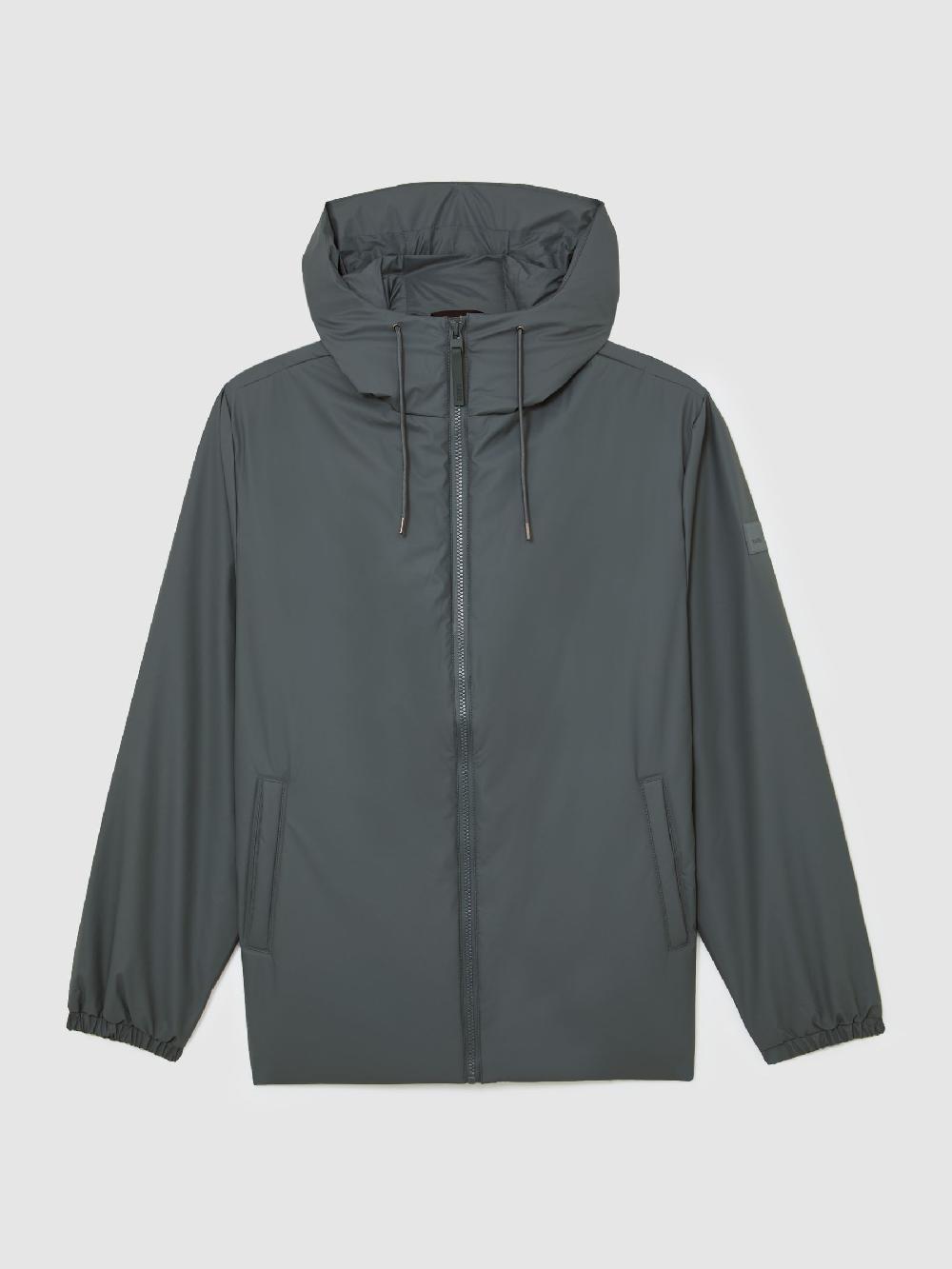 Reiss Rains Short Insulated Waterproof Jacket In Lagoon