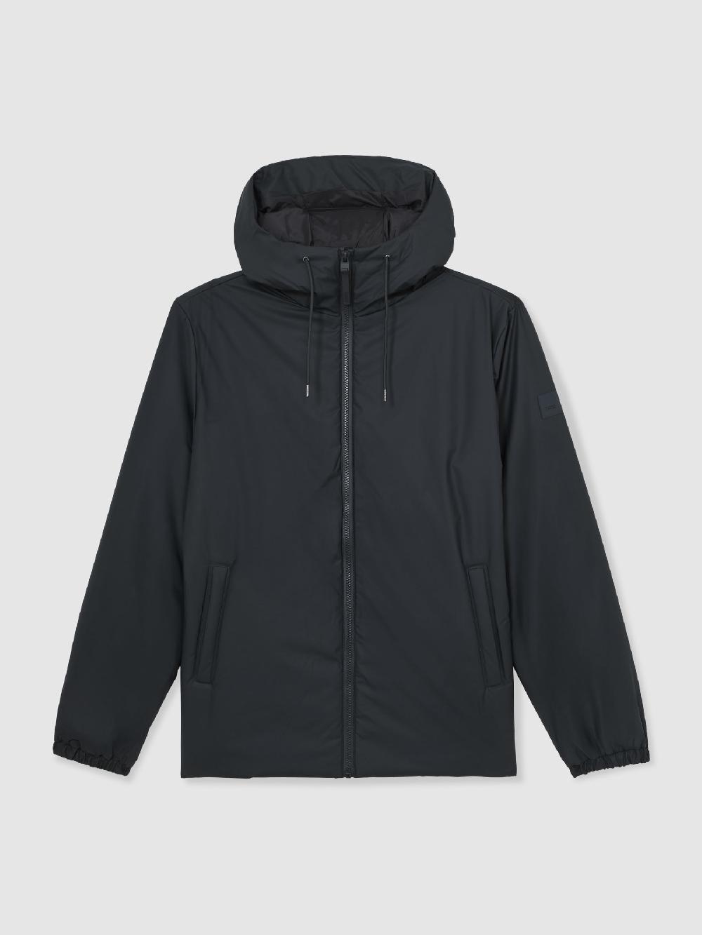 Reiss Rains Short Insulated Waterproof Jacket In Navy