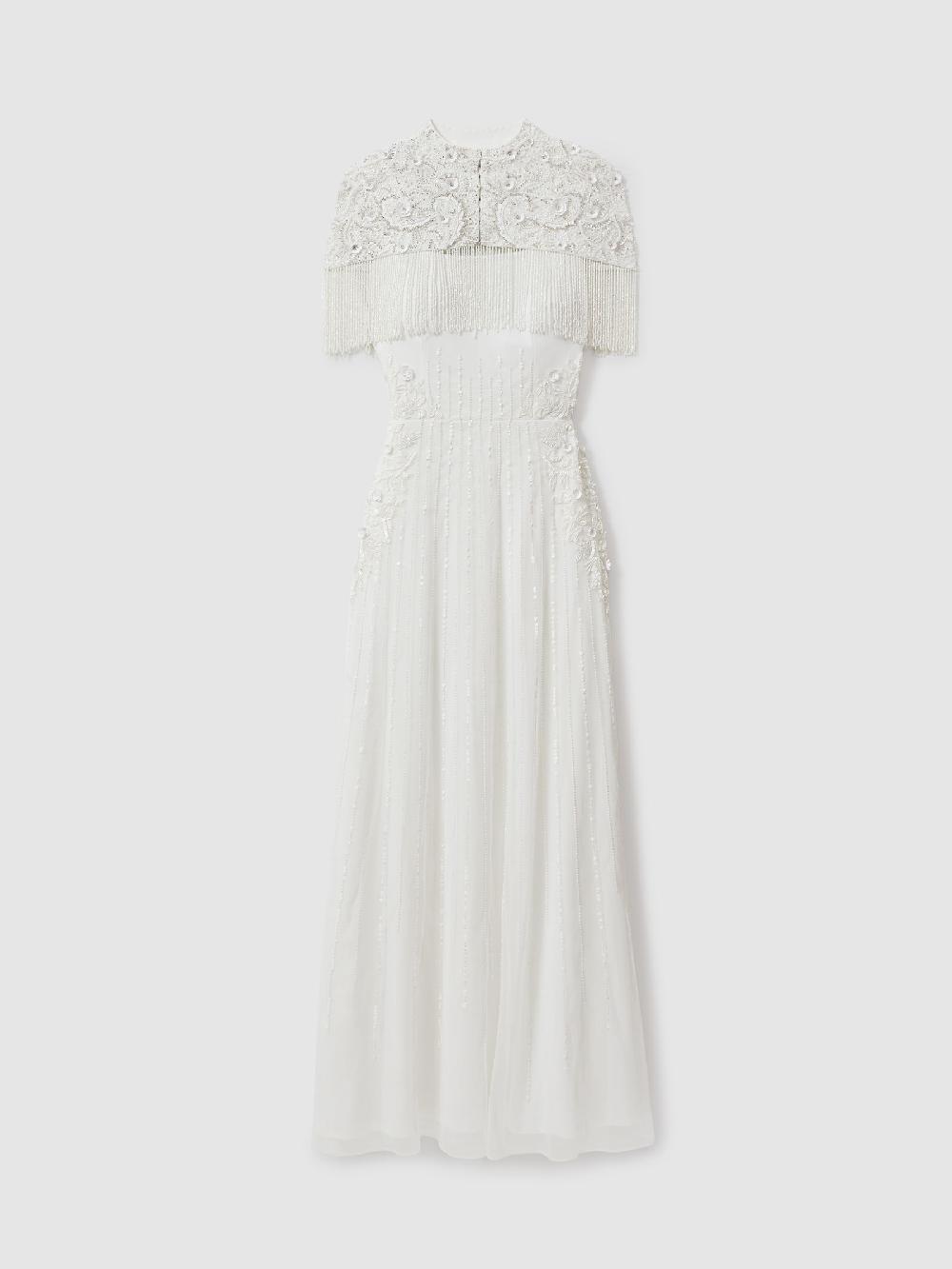 Reiss Raishma Embellished Removable Bolero Maxi Dress In Ivory