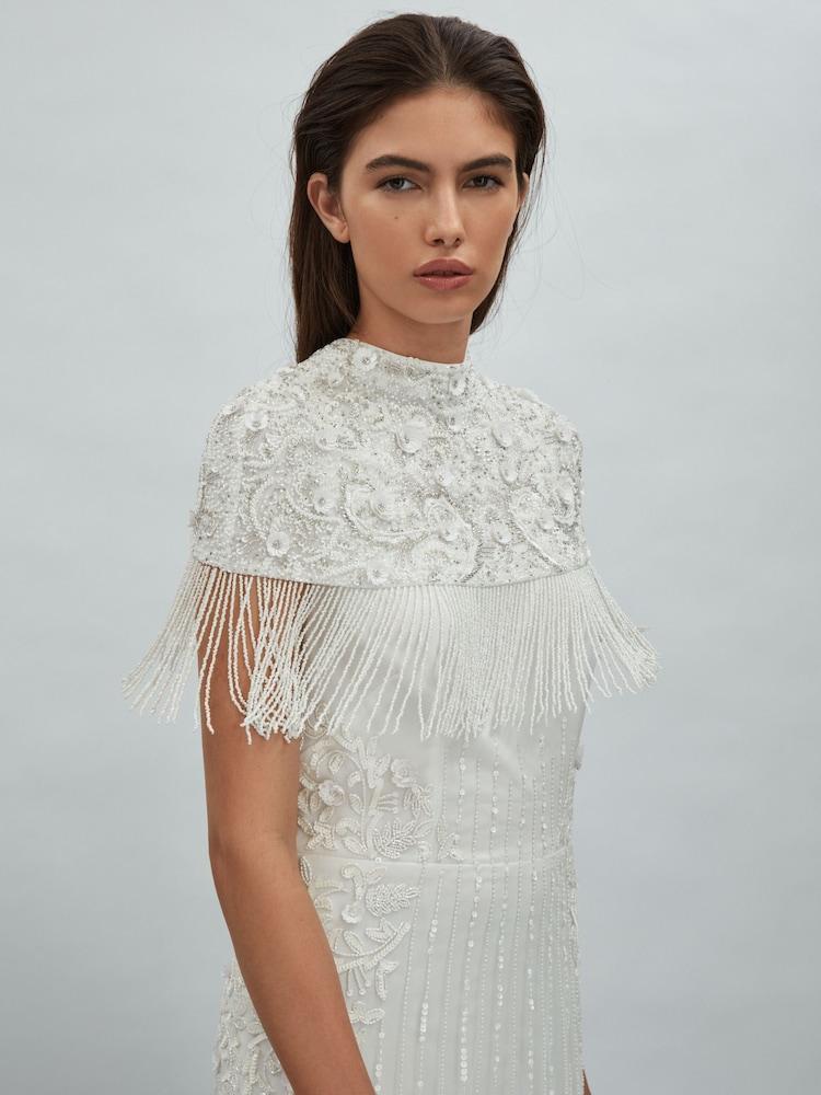 reiss Raishma Embellished Removable Bolero Maxi Dress in Ivory
