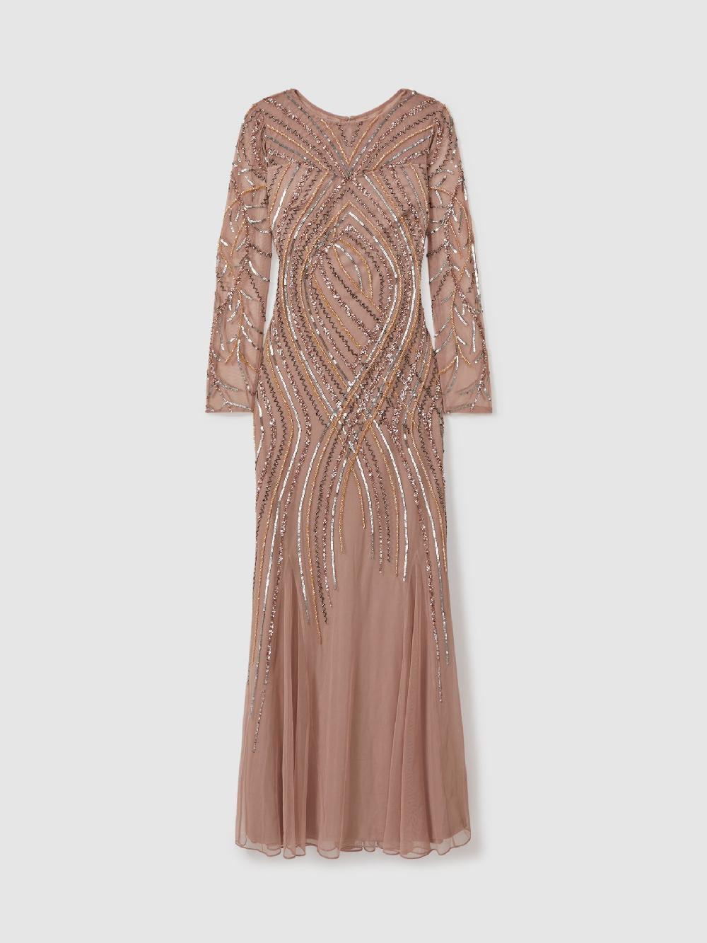 Reiss Raishma Embellished Tulle Maxi Dress In Champagne