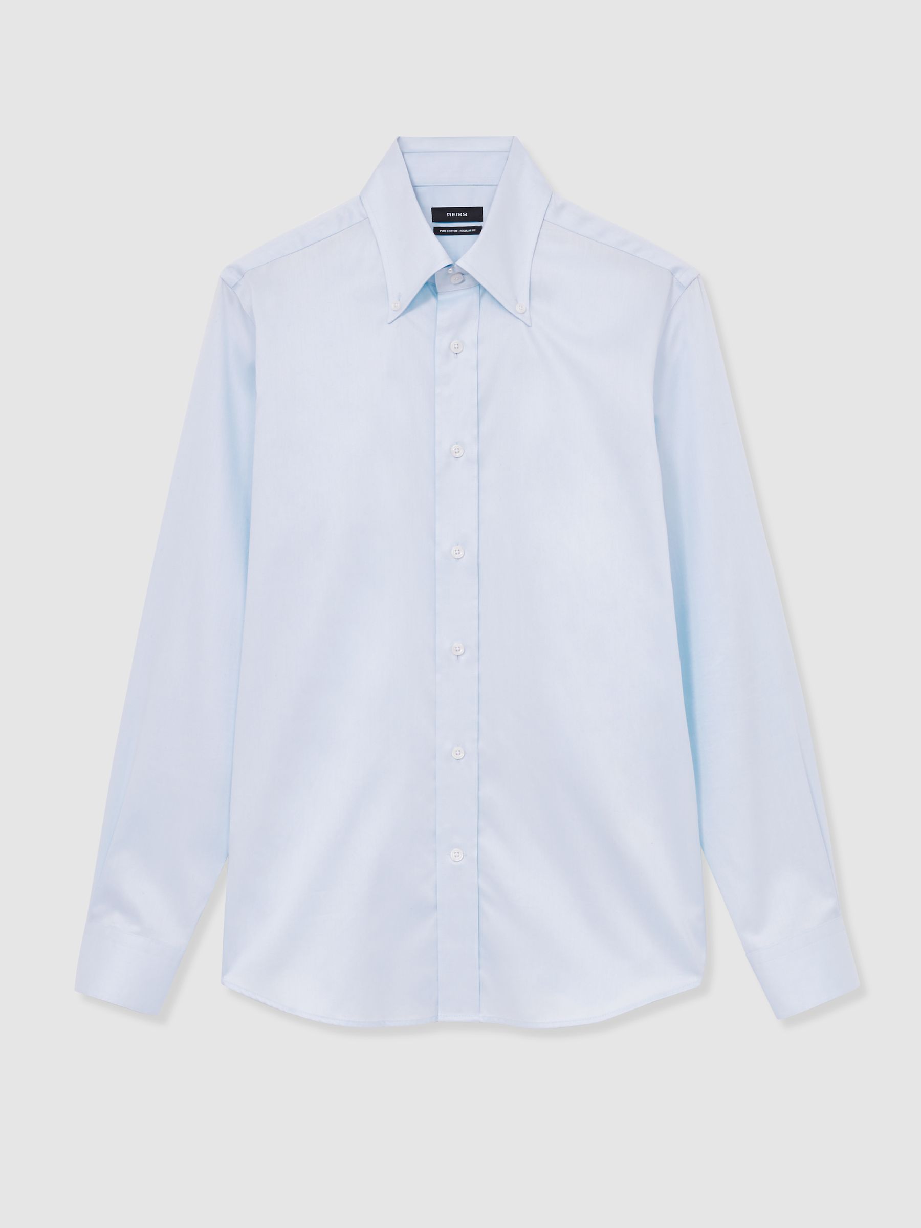 Reiss Regular-Fit Cotton Button-Down Shirt In Soft Blue