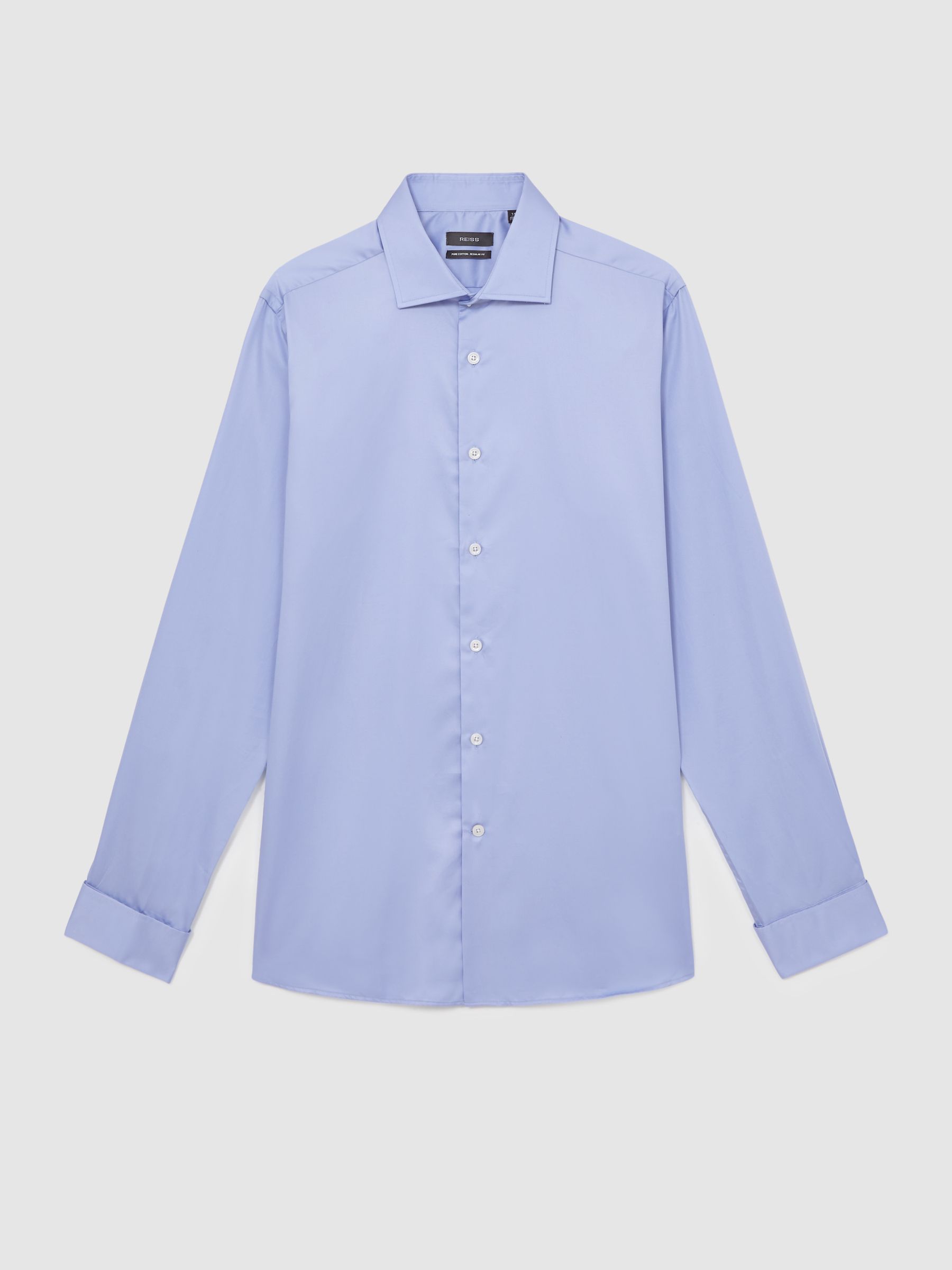Reiss Regular Fit Regular-Fit Cotton-Satin Stripe Shirt In Mid Blue