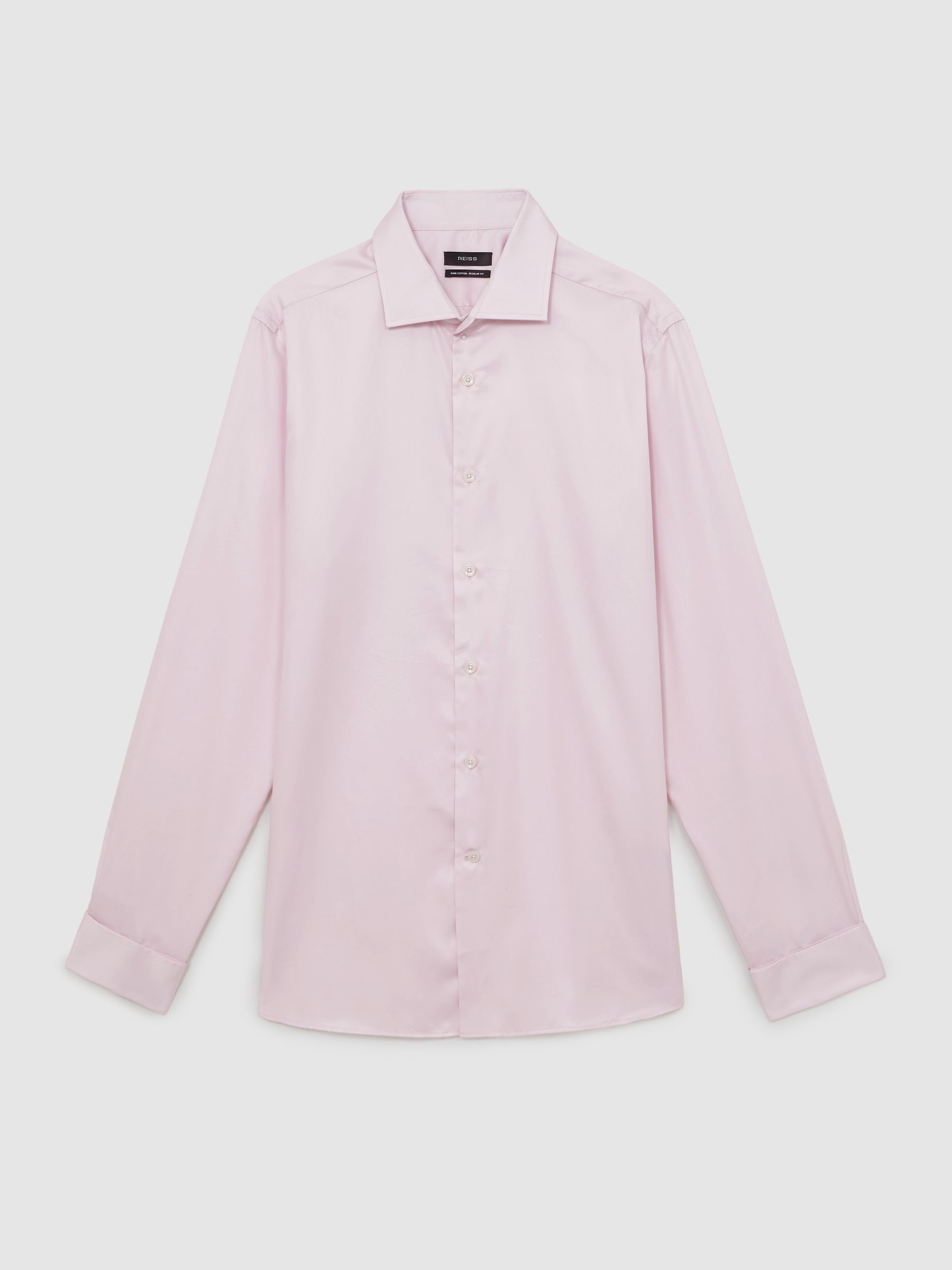 Reiss Regular Fit Regular-Fit Cotton-Satin Stripe Shirt In Pink