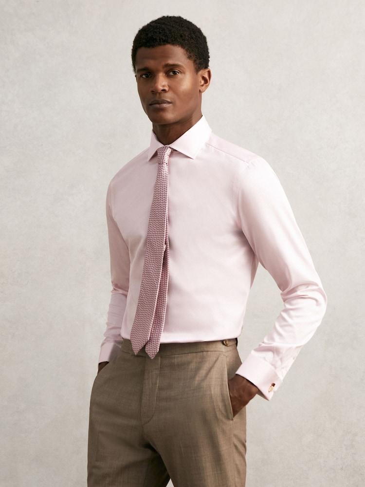 reiss Regular Fit Regular-Fit Cotton-Satin Stripe Shirt in Pink