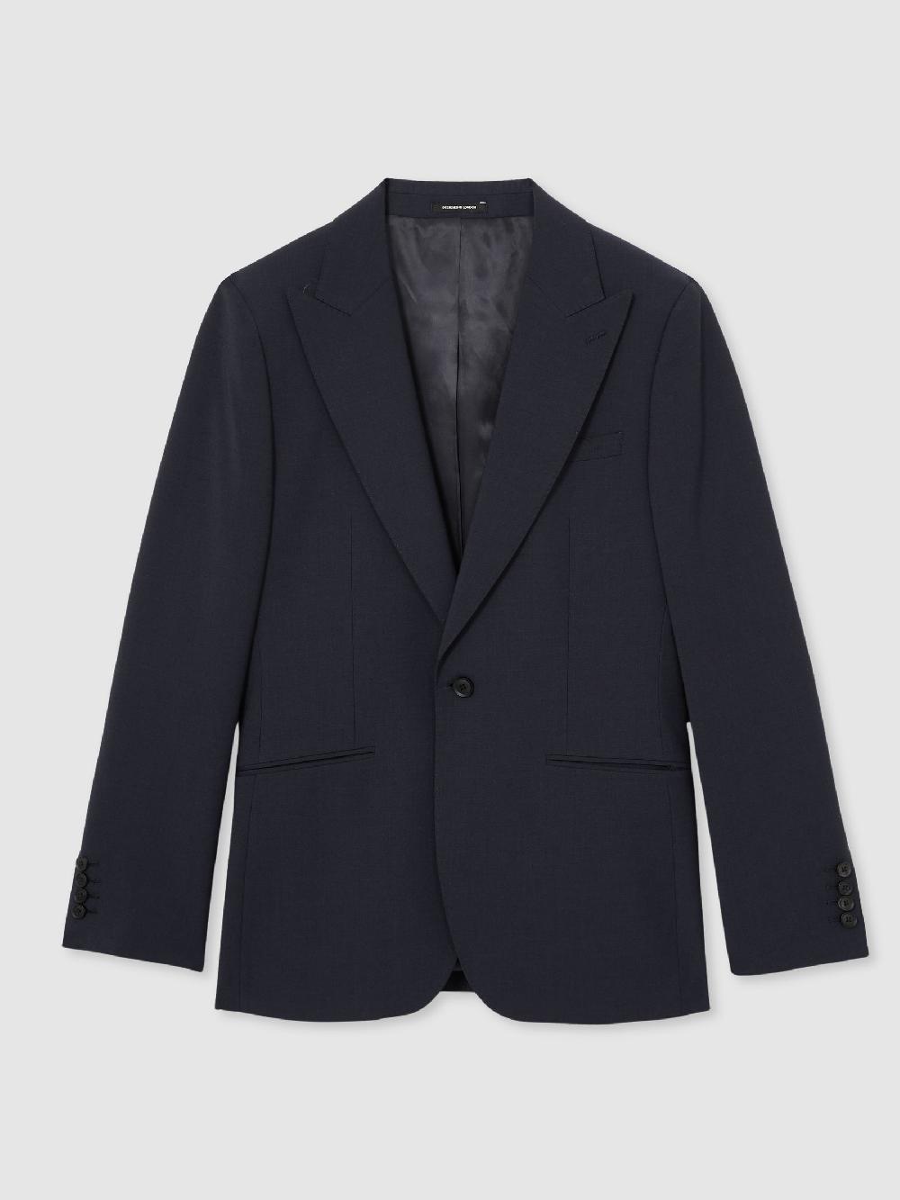 Reiss Regular-Fit Single-Breasted Wool-Blend Suit Blazer In Bright Blue