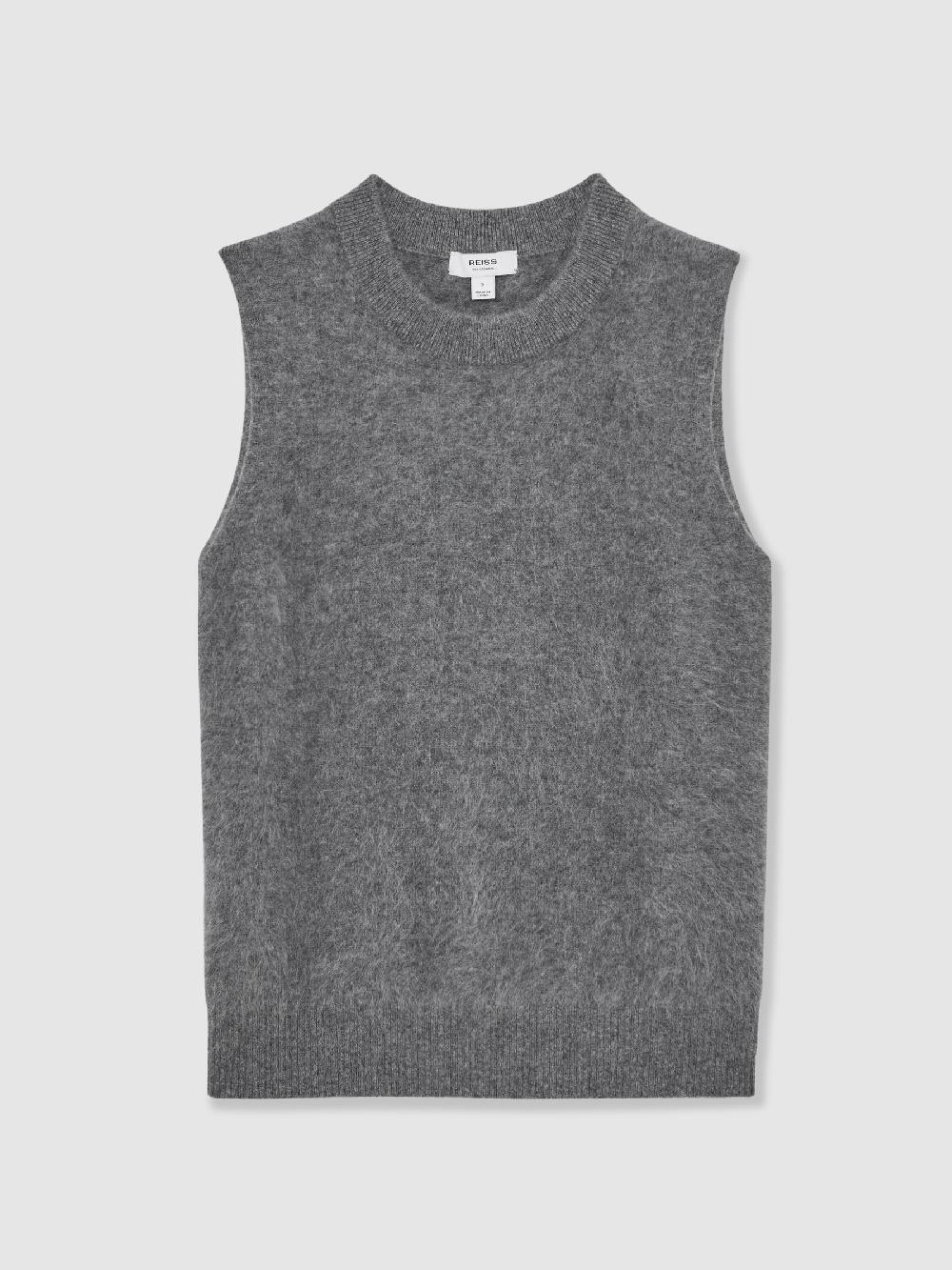 Reiss 100% Brushed Cashmere Vest In Grey
