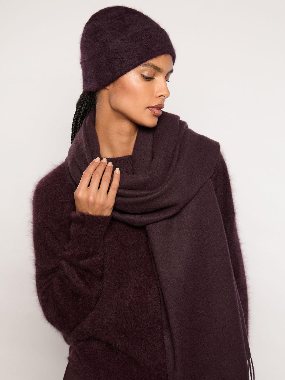 Reiss 100% Cashmere Beanie In Burgundy