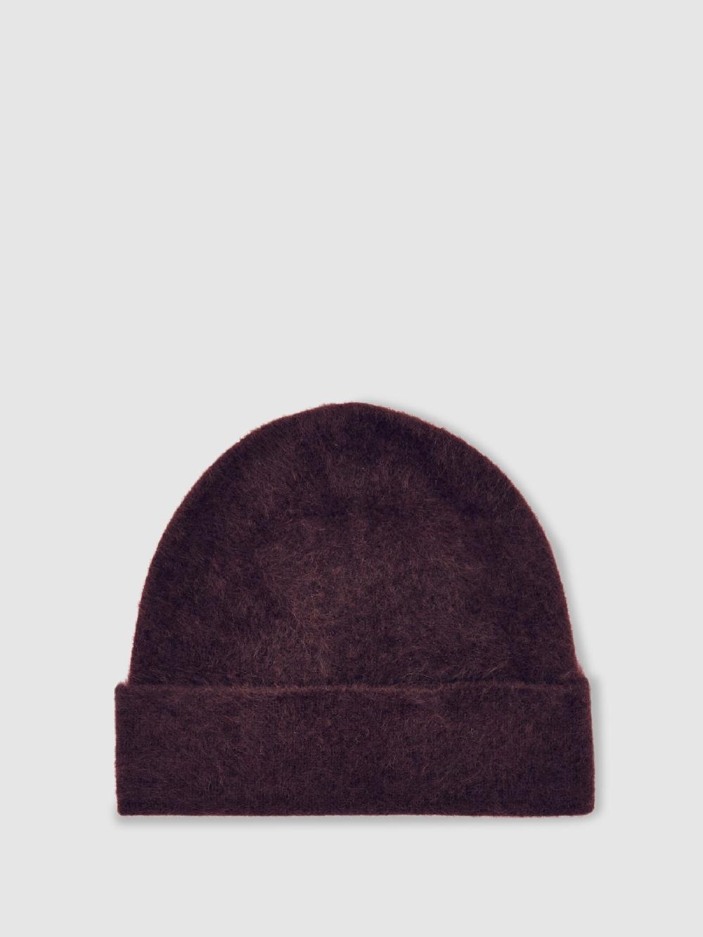 Reiss 100% Cashmere Beanie In Burgundy