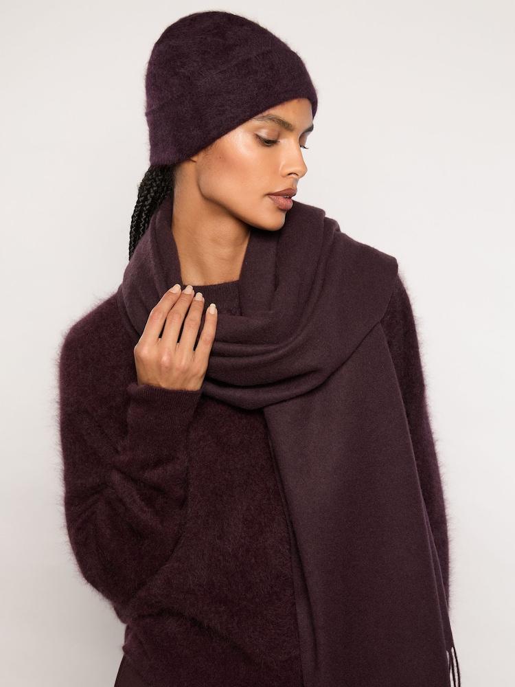 reiss 100% Cashmere Beanie in Burgundy