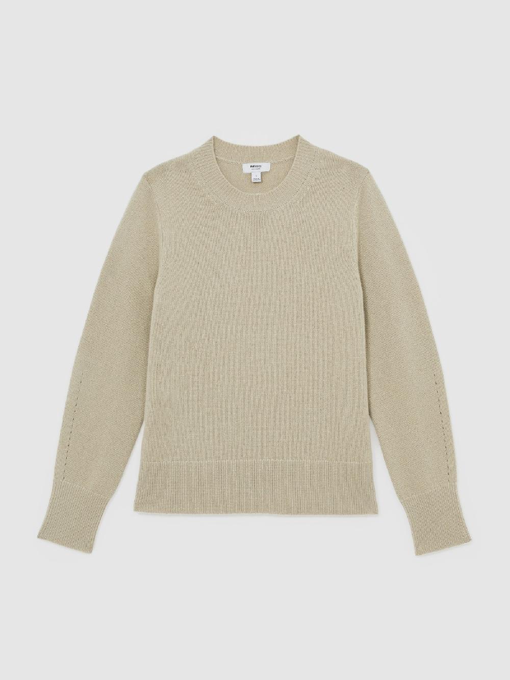Reiss 100% Cashmere Crew-Neck Jumper In Sage Green