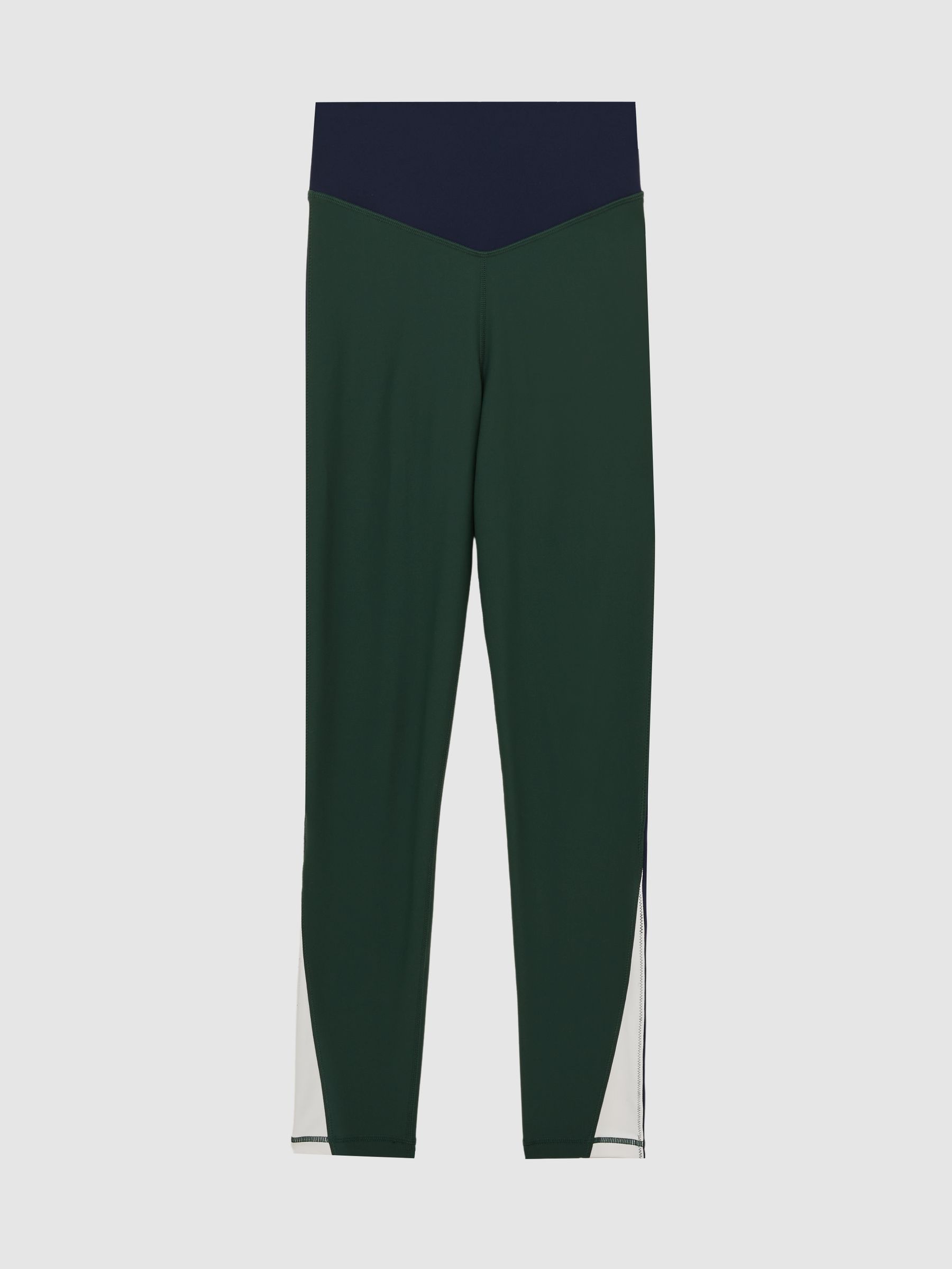 Reiss 25" Colourblock Leggings In Green